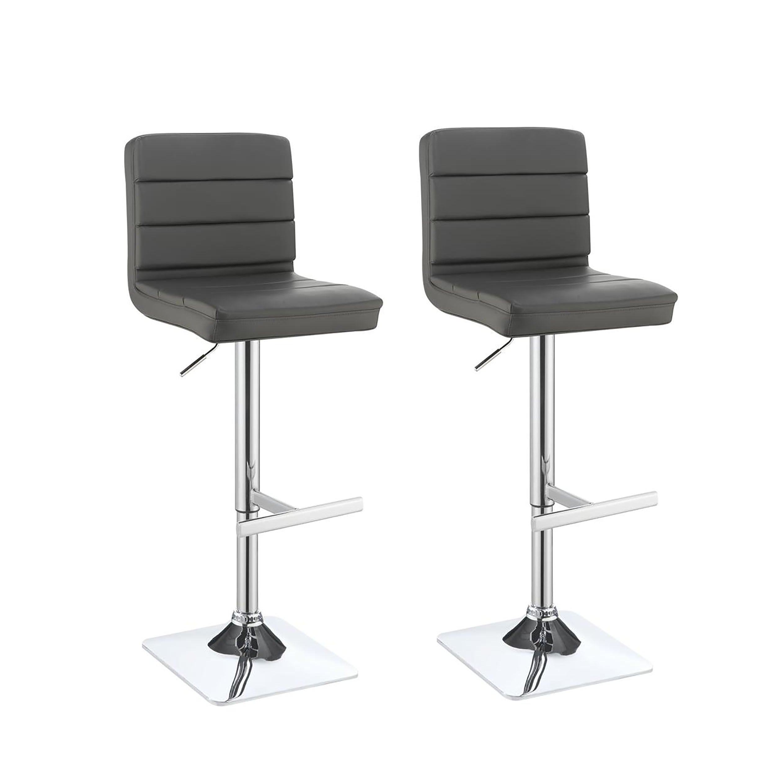 Grey and Chrome Adjustable Bar Stool (Set of 2)