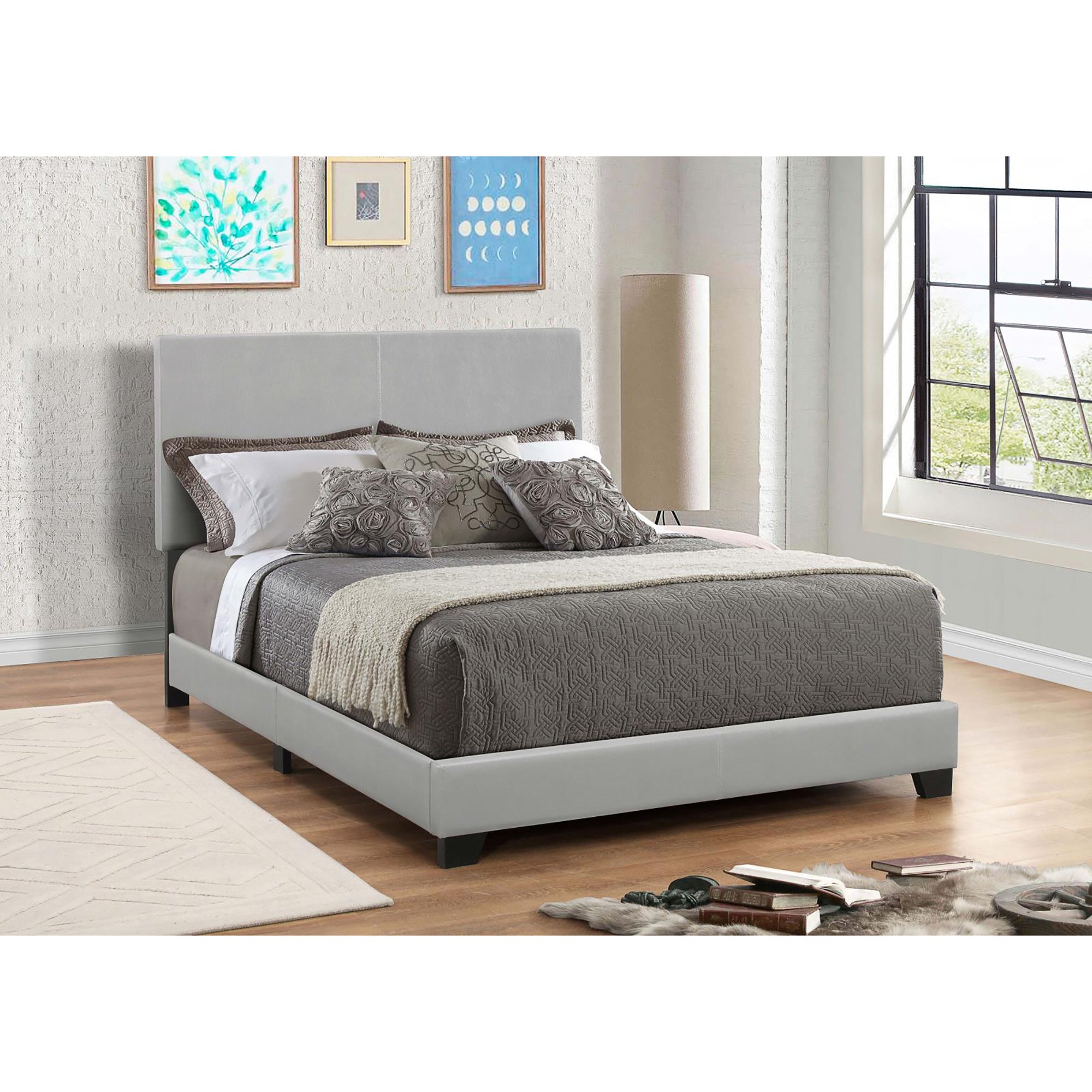 Grey Queen Panel Bed