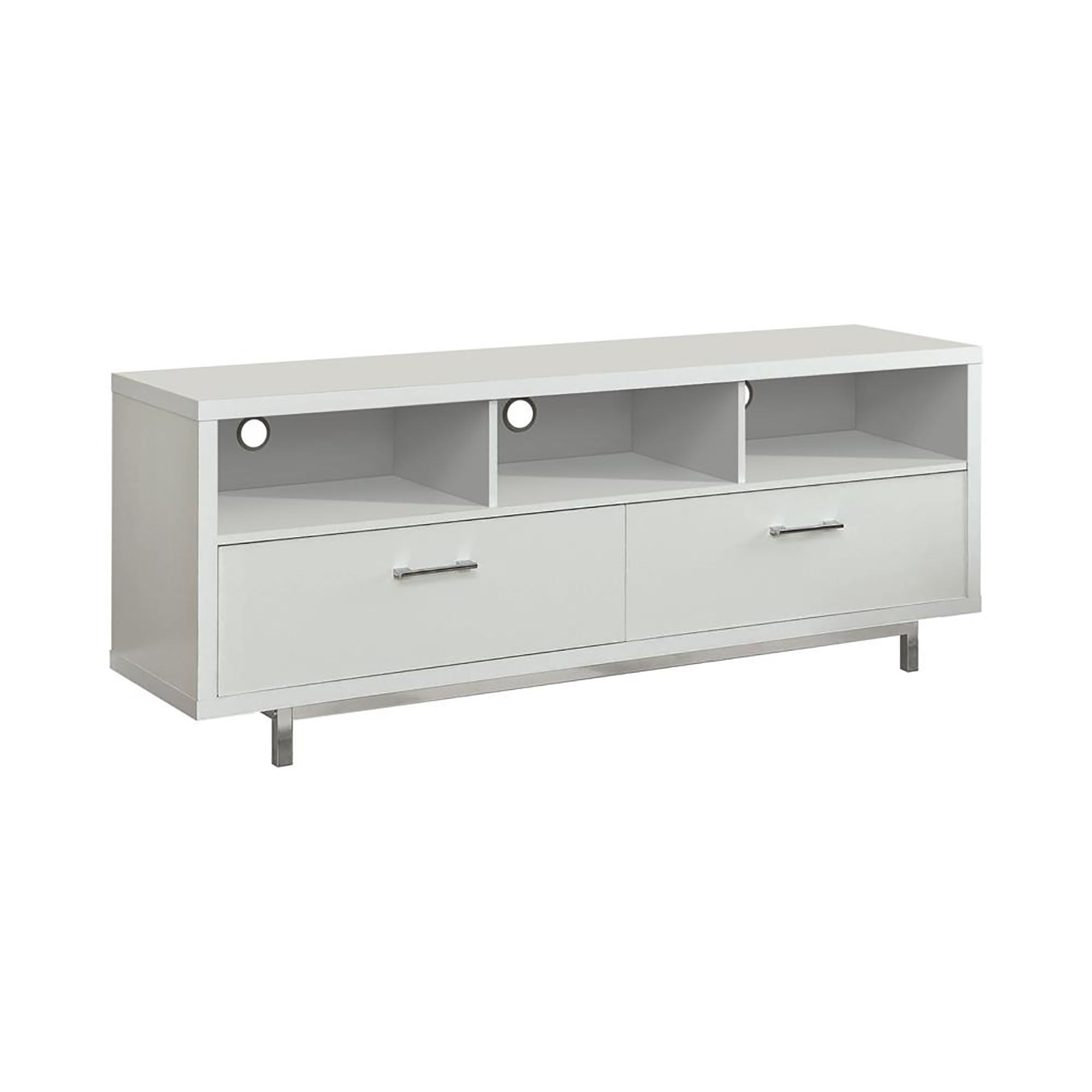 White 60-inch Drawer Storage TV Console