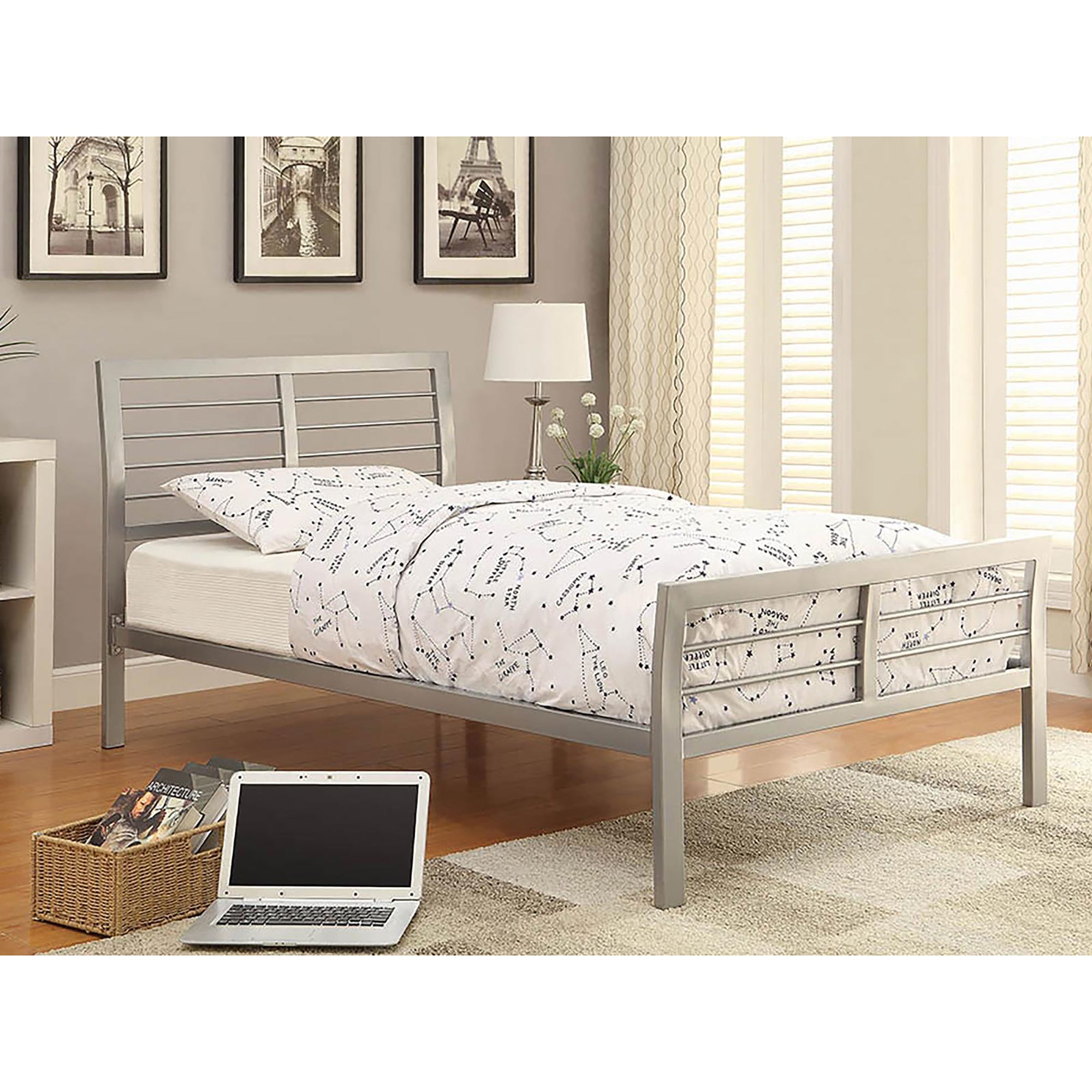 Silver Twin Metal Bed