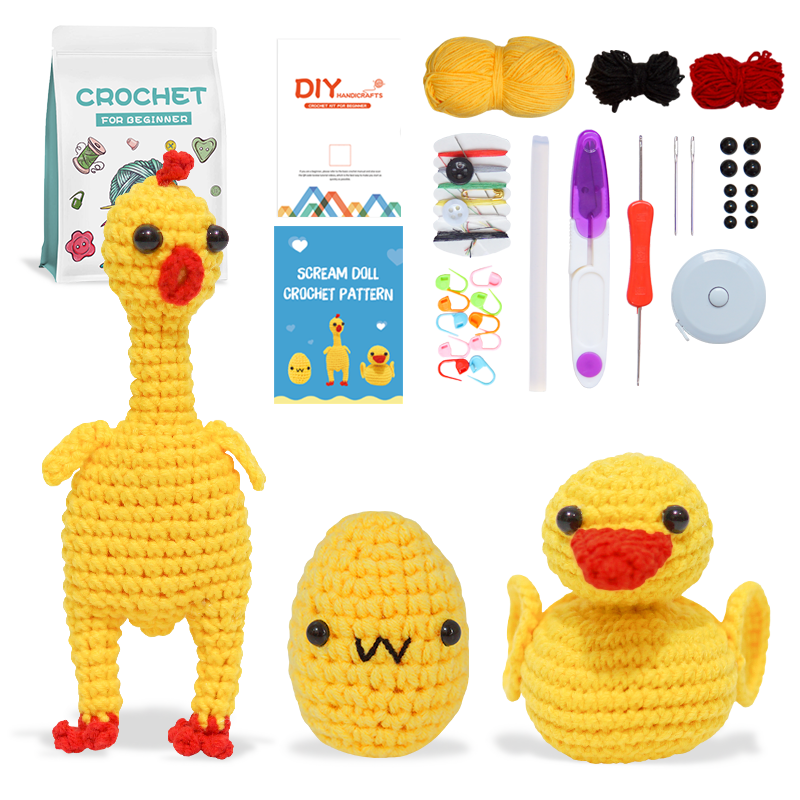 Beginner Crochet Kit 1 Set, DIY Animals Potted Plants Crochet Kit, Complete Knitting Supplies For Beginners, Easy To Learn With Instructional Video, Spring Season Gifts