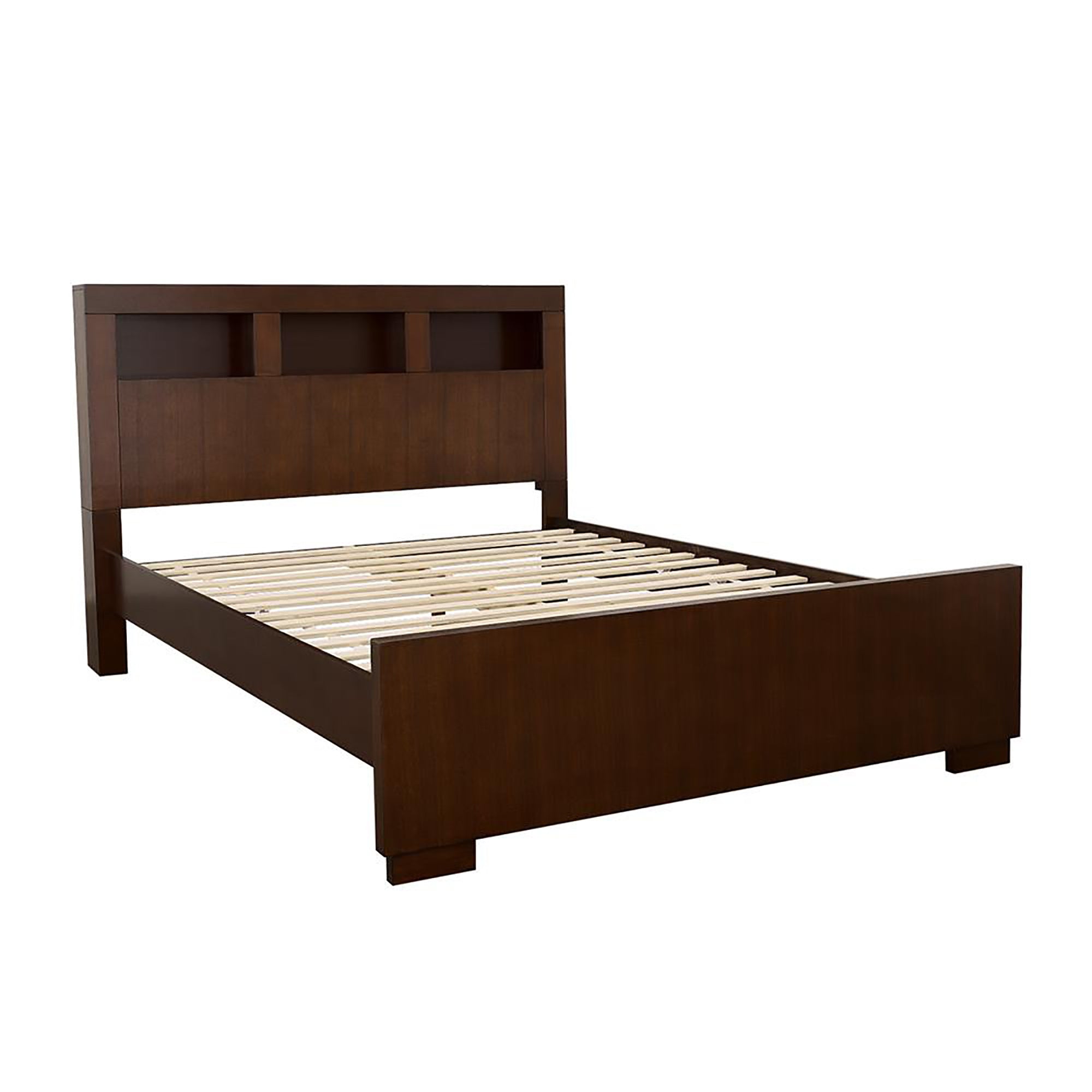 Cappuccino Queen Bed with Bookcase Headboard