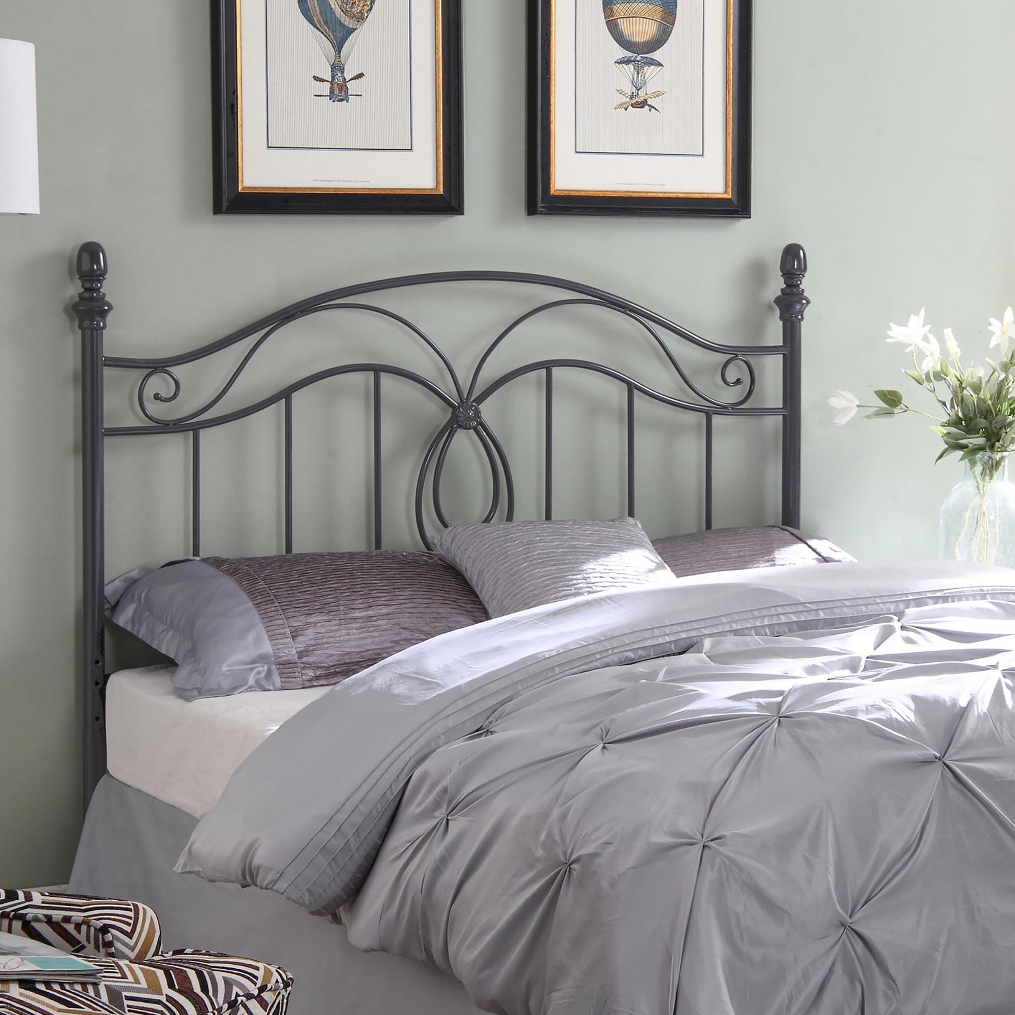 Dark Grey Full/Queen Metal Headboard