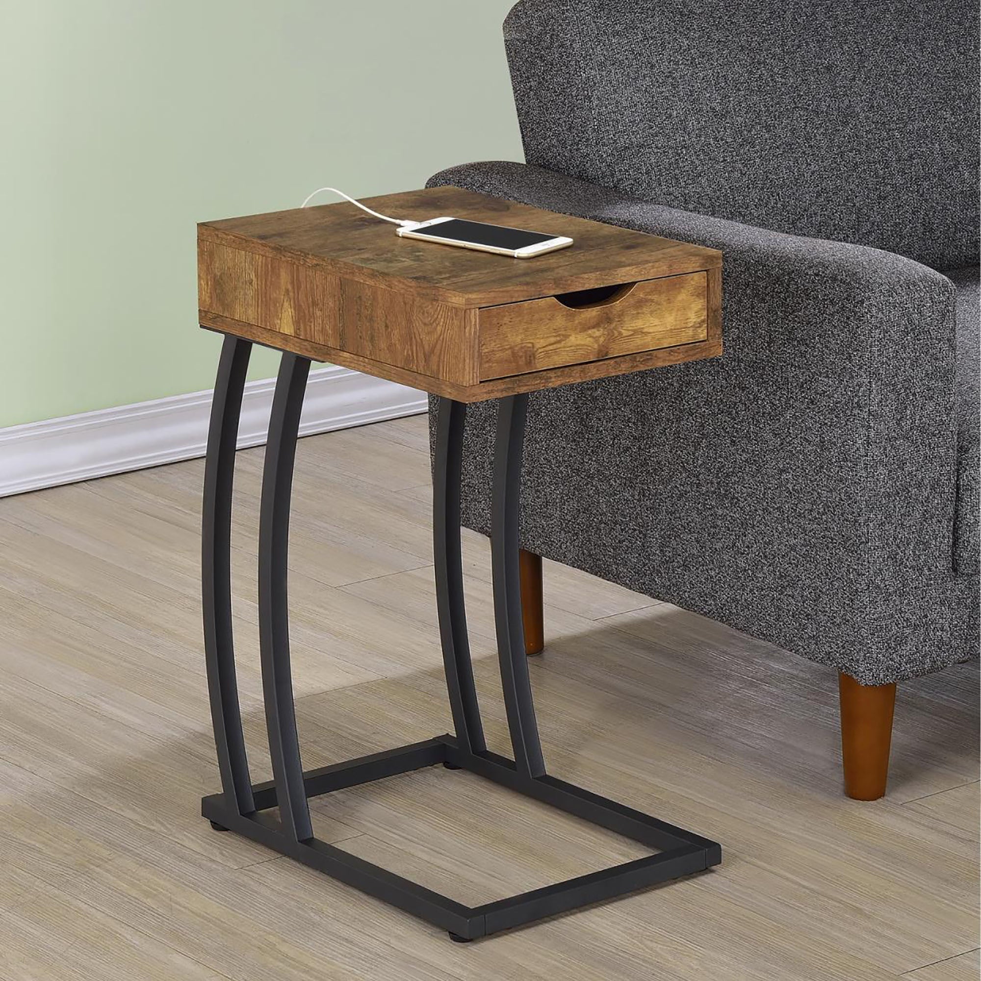 Antique Nutmeg and Gunmetal Hi-tech Accent Table