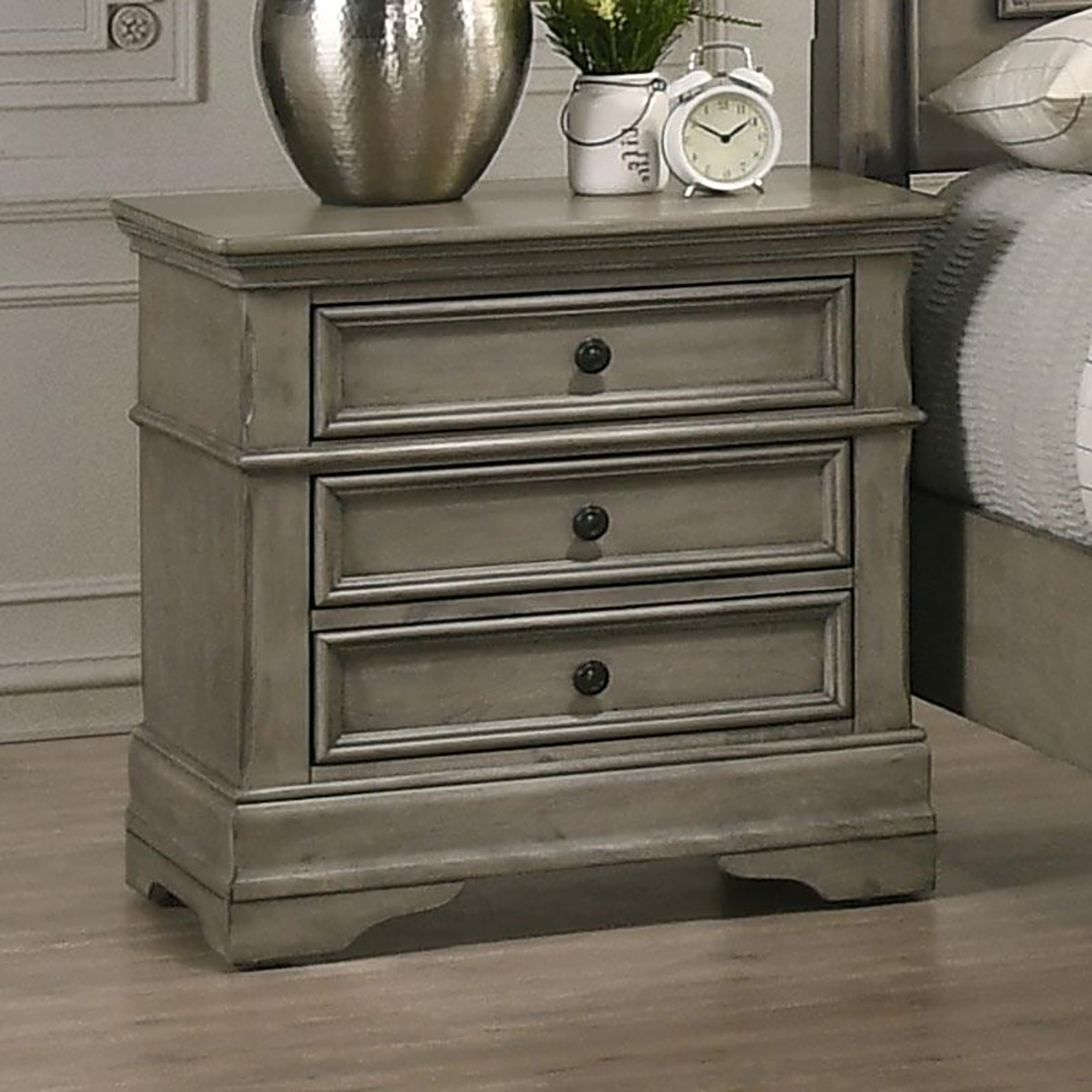 Wheat Rectangular 3-Drawer Nightstand