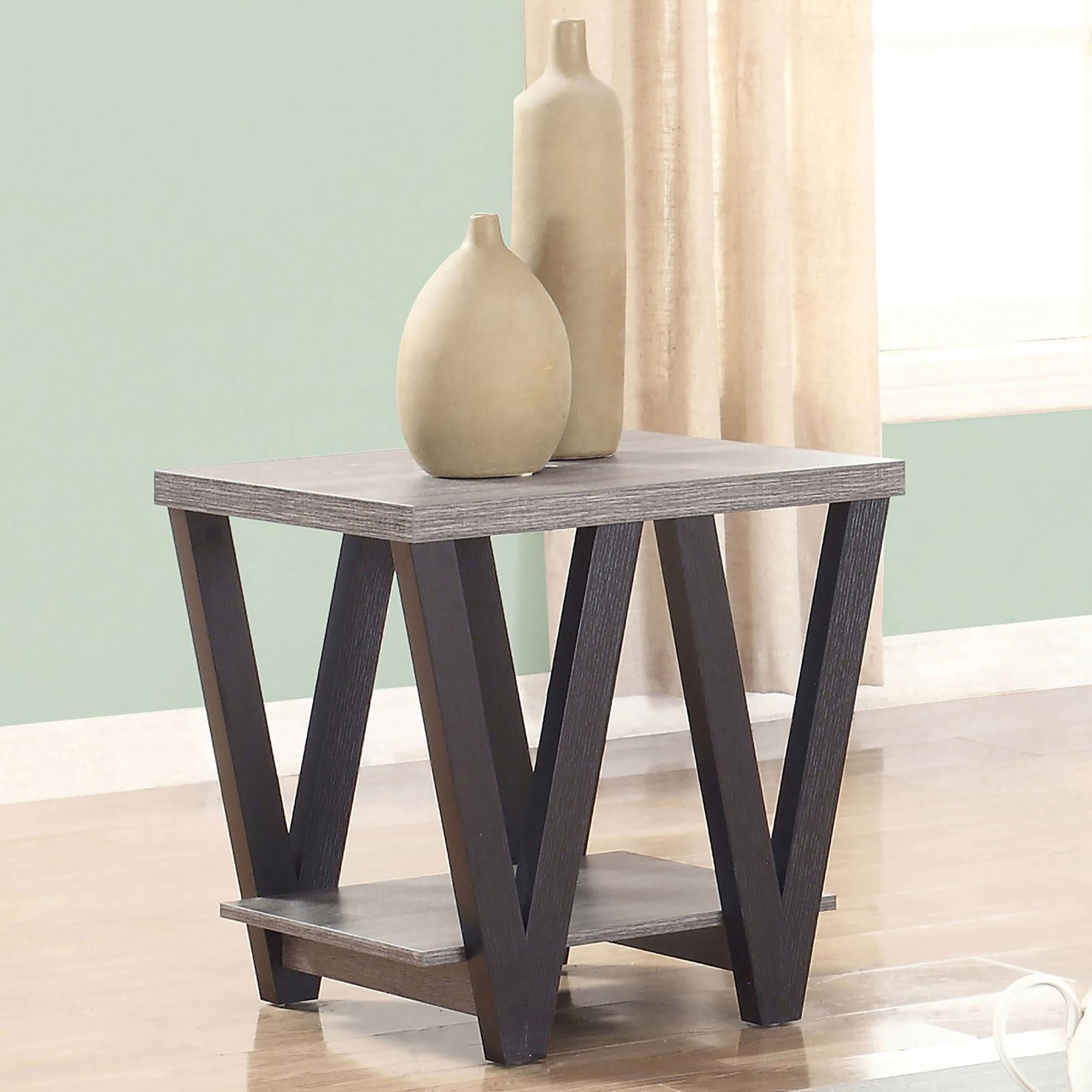 Black and Grey Angled Leg End Table