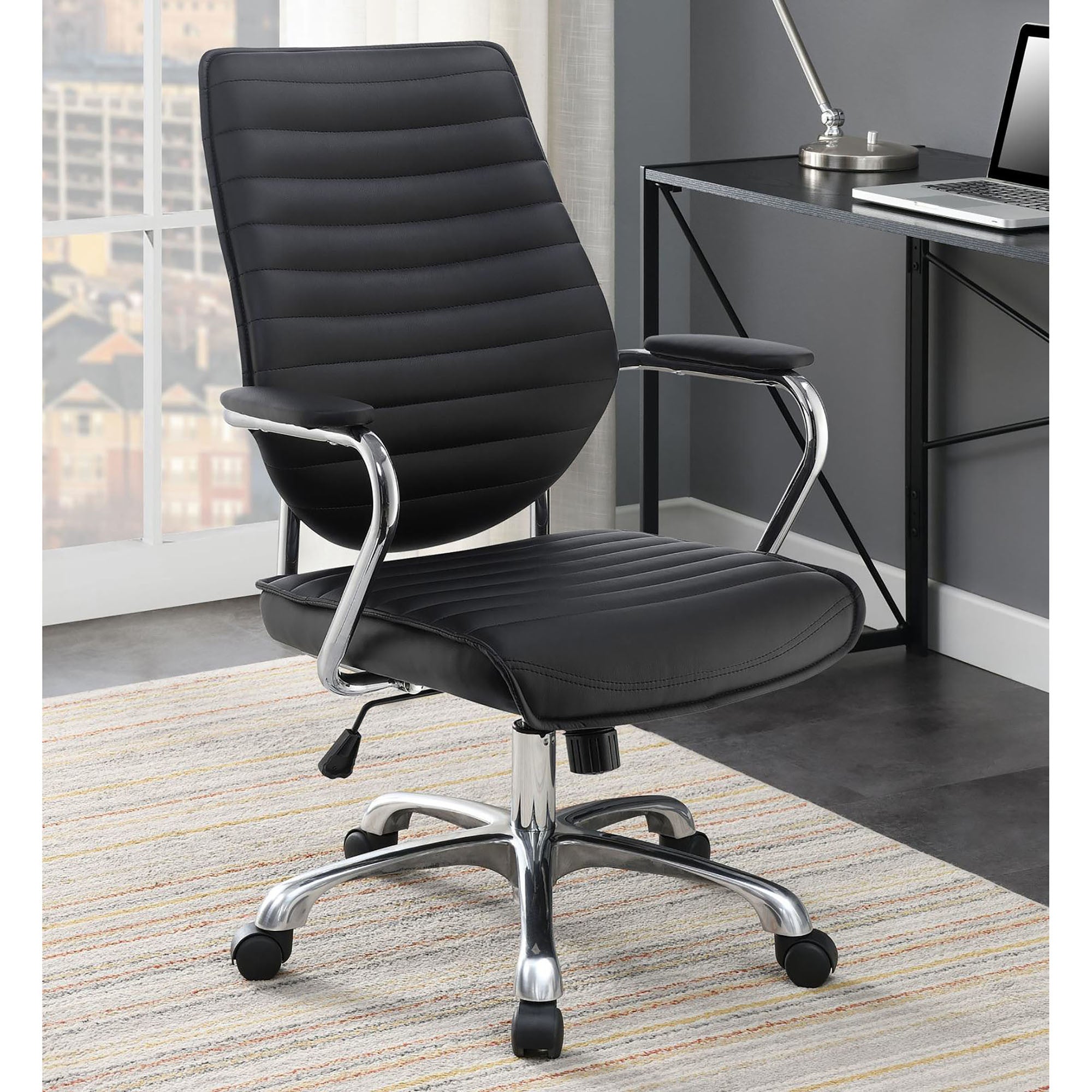 Black and Chrome Height Adjustable Swivel Office Chair