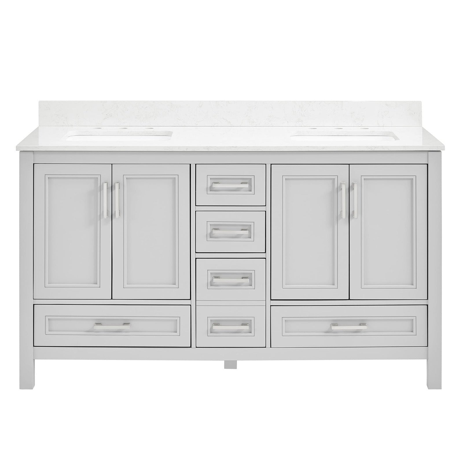 60 in Undermount Double Sinks Bathroom Storage Cabinet with Engineered Carrara Marble Top