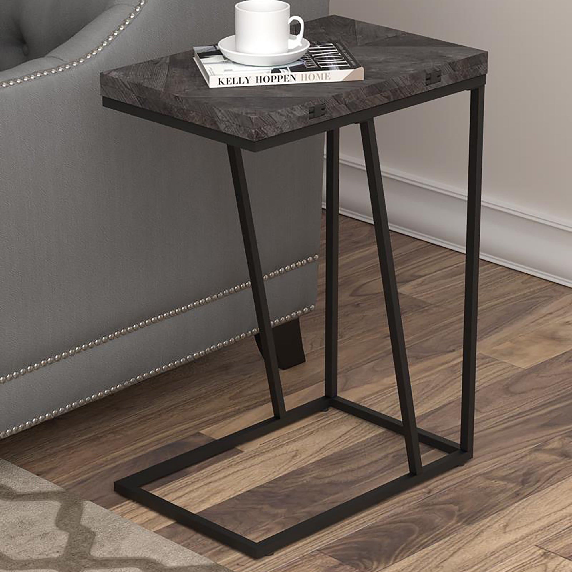 Rustic Grey and Sandy Black Rectangle Accent Table