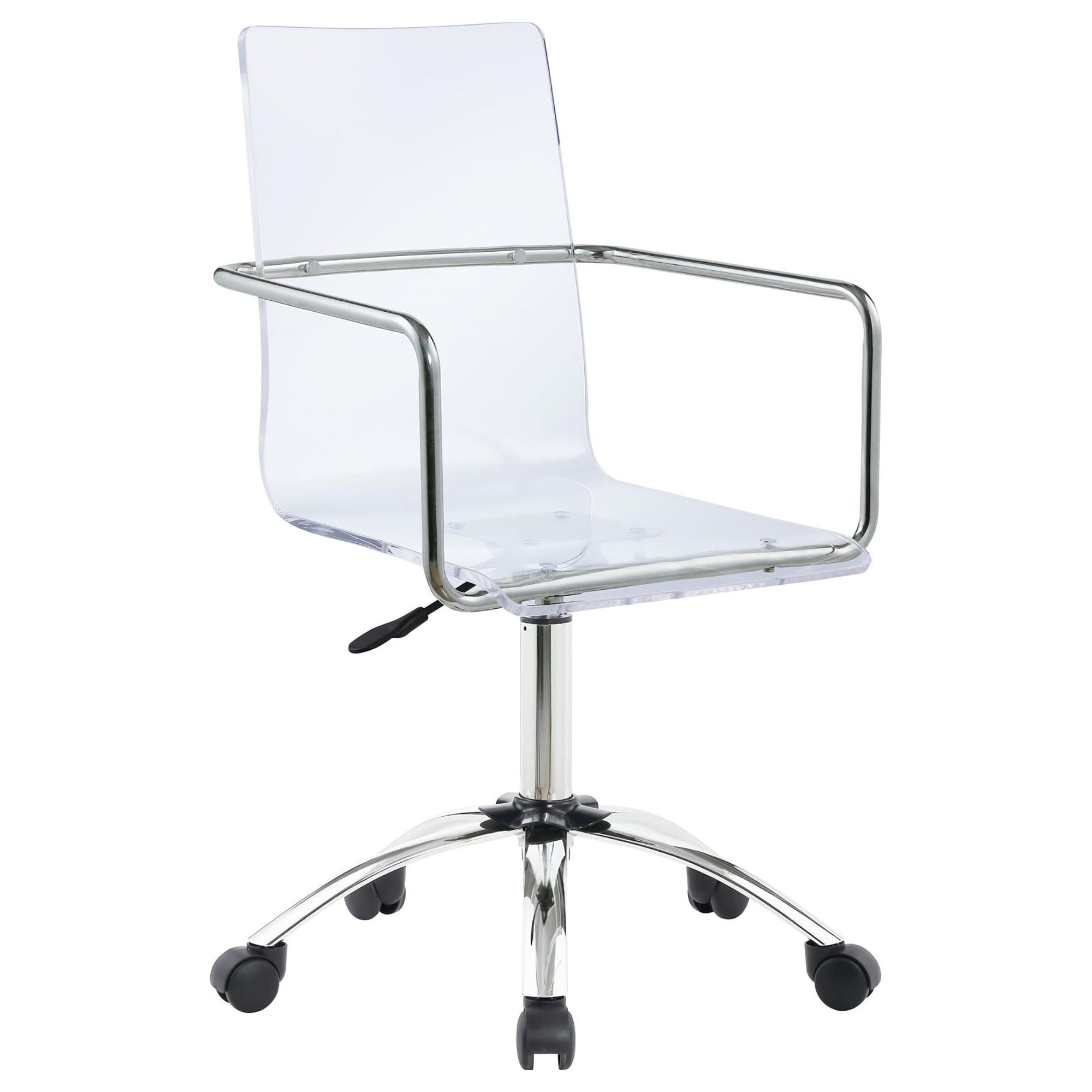 Clear and Chrome Acrylic Office Chair with Casters