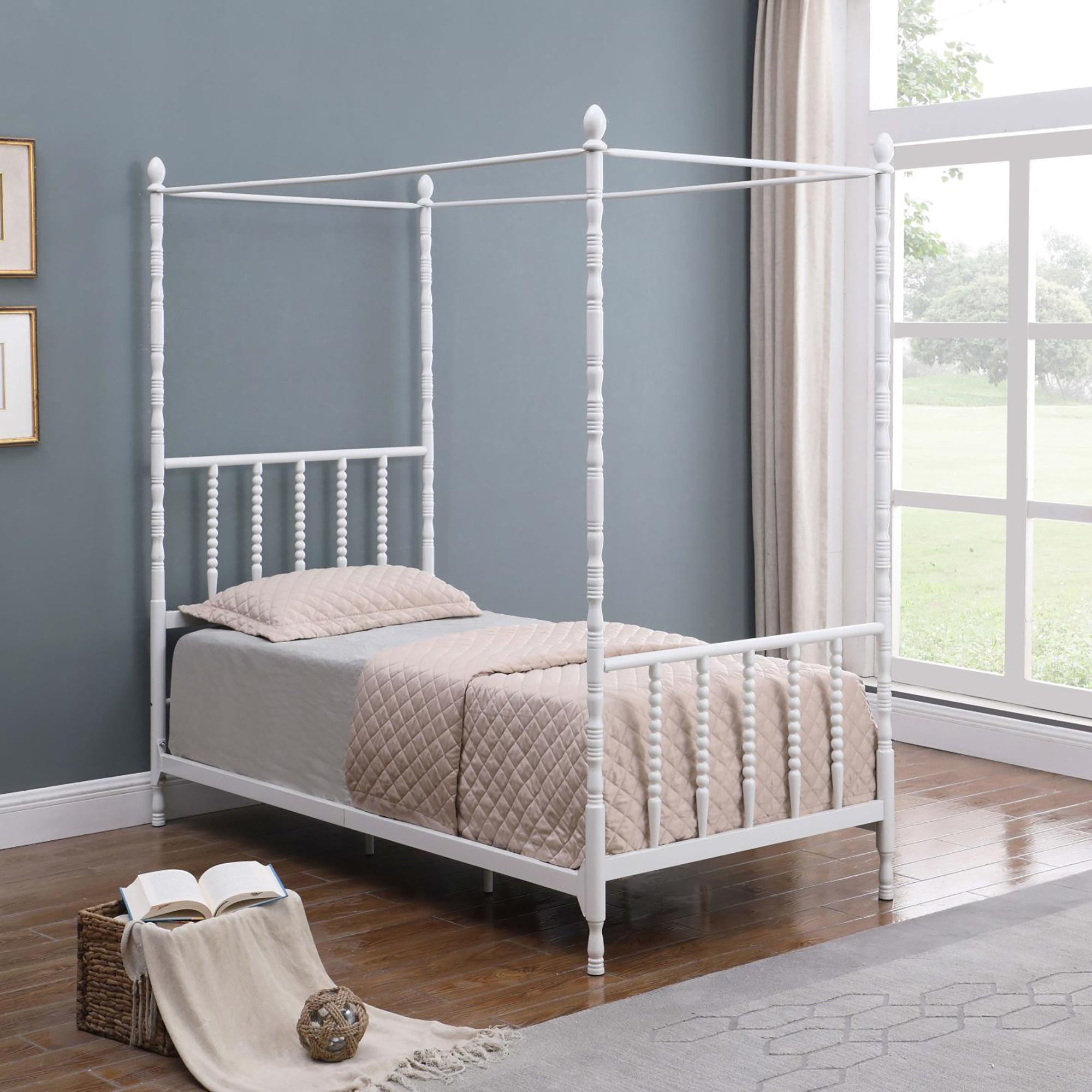 Betony White Twin Canopy Bed