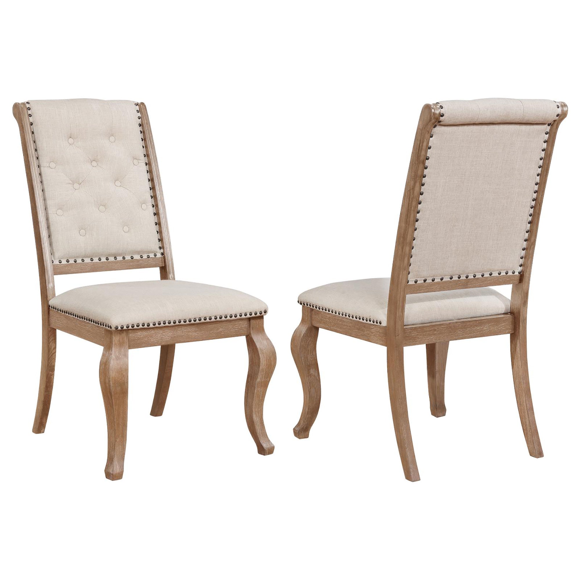 Cream and Barley Brown Tufted Back Dining Chair (Set of 2)