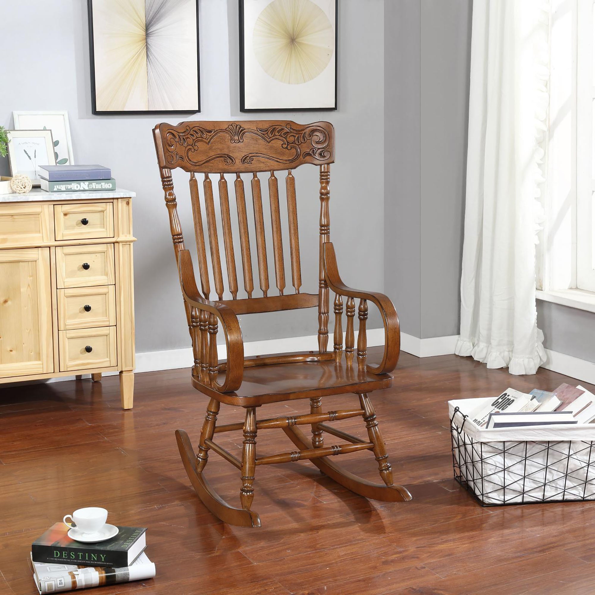 Warm Brown Windsor Rocking Chair