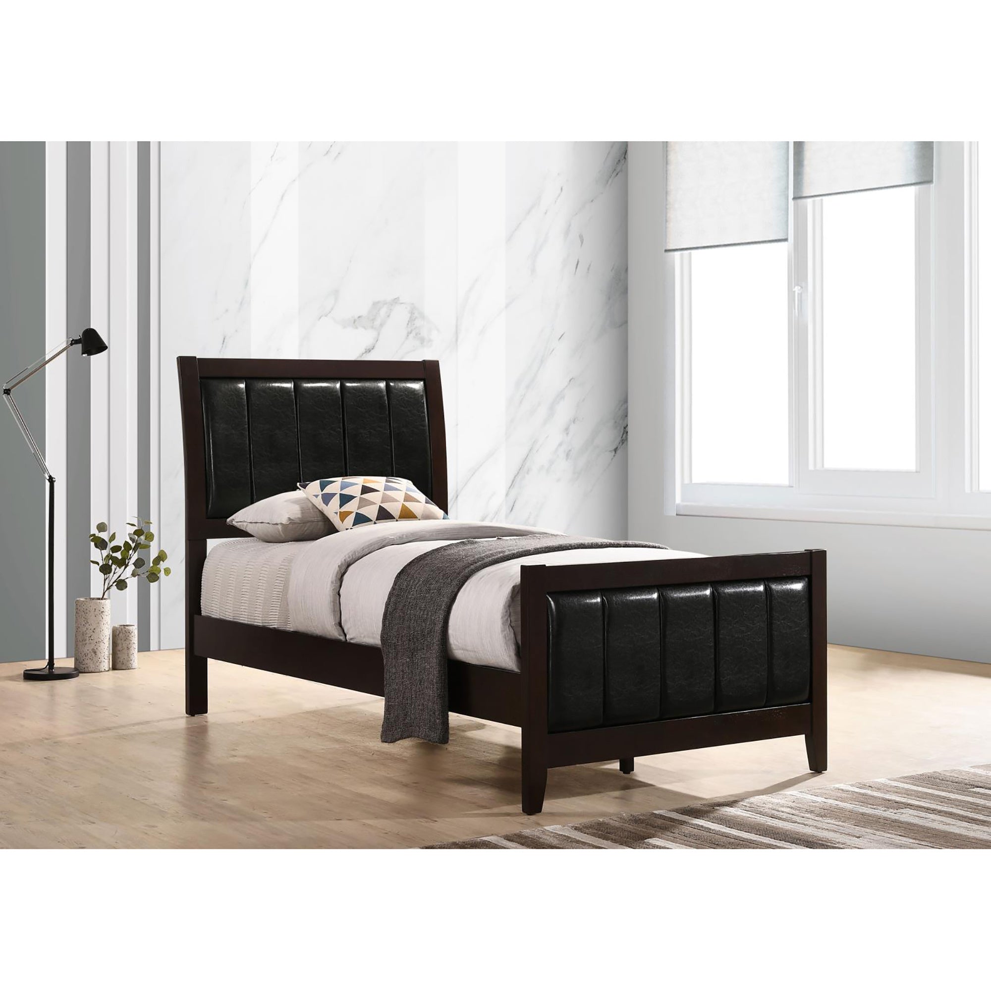 Cappuccino and Black Twin Panel Bed