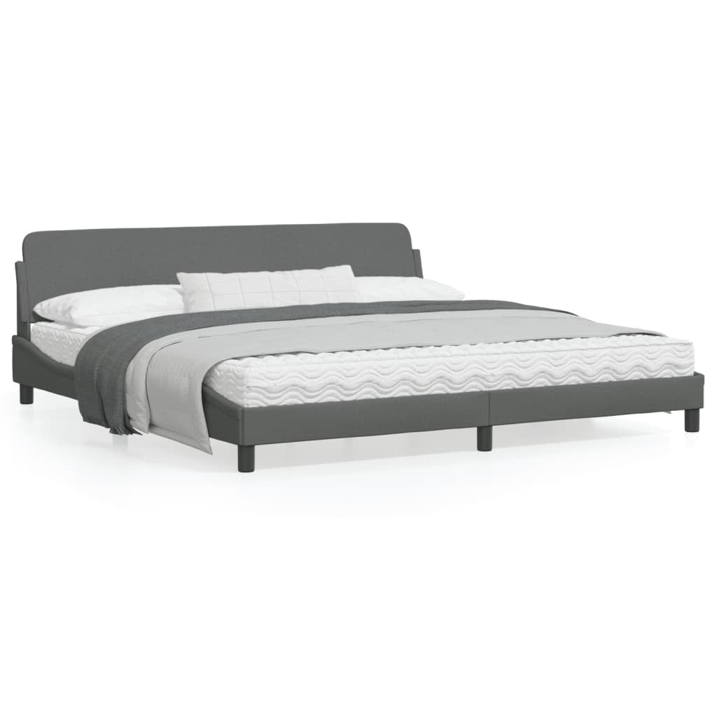 Bed Frame with Headboard Dark Gray 76"x79.9" King Fabric