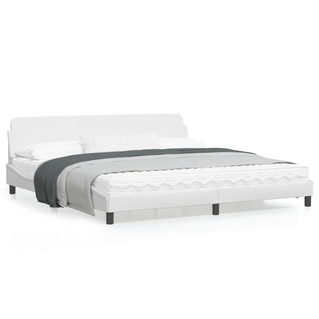 Bed Frame with Headboard White 76"x79.9" King Faux Leather