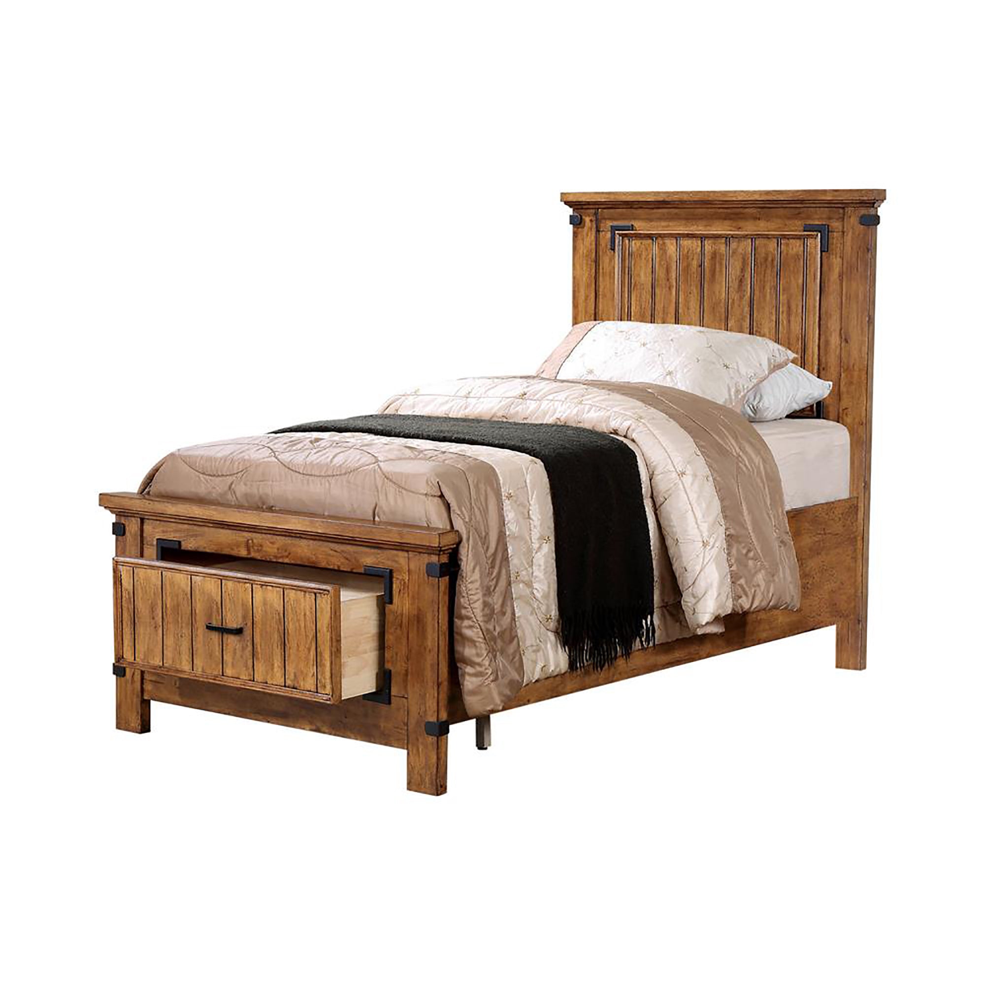 Rustic Honey Twin Storage Bed