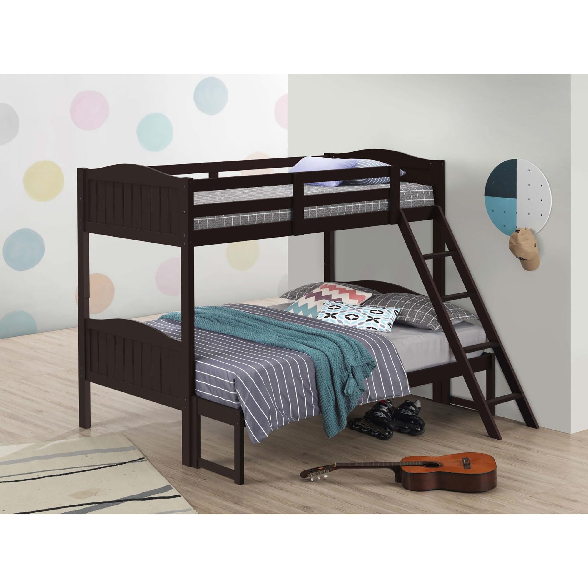 Espresso Twin/Full Bunk Bed with Arched Headboard