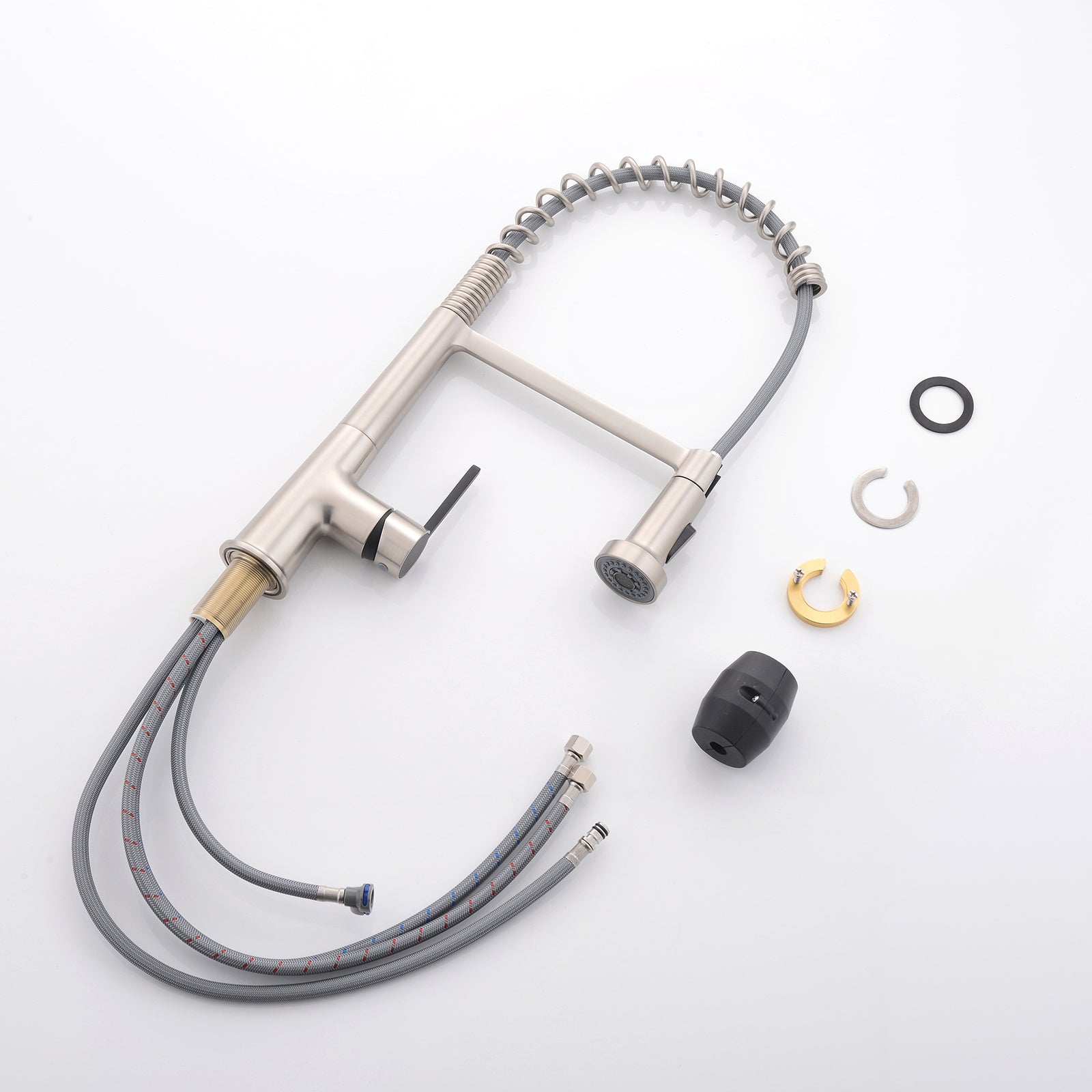 Faucet for Kitchen Sink, Brushed Nickel Kitchen Faucet with Pull Down Sprayer, Modern Commercial Spring Pull-Out Kitchen Sink Faucet