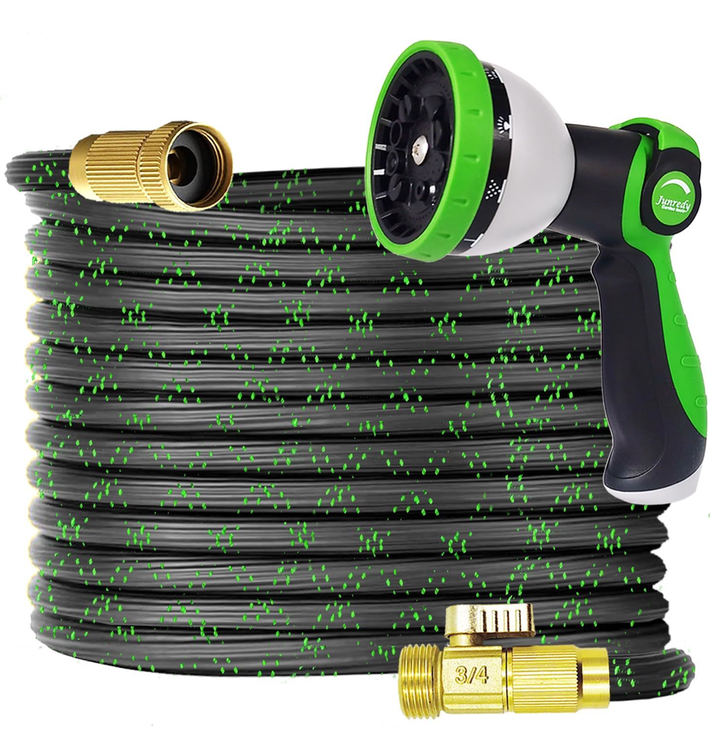 Garden Hose Water Hose 50ft Flexible Lightweight Garden Hose with 10 Function Hose Nozzle Sprayer, RV, Marine and Camper Hose, 3/4" Solid Fittings