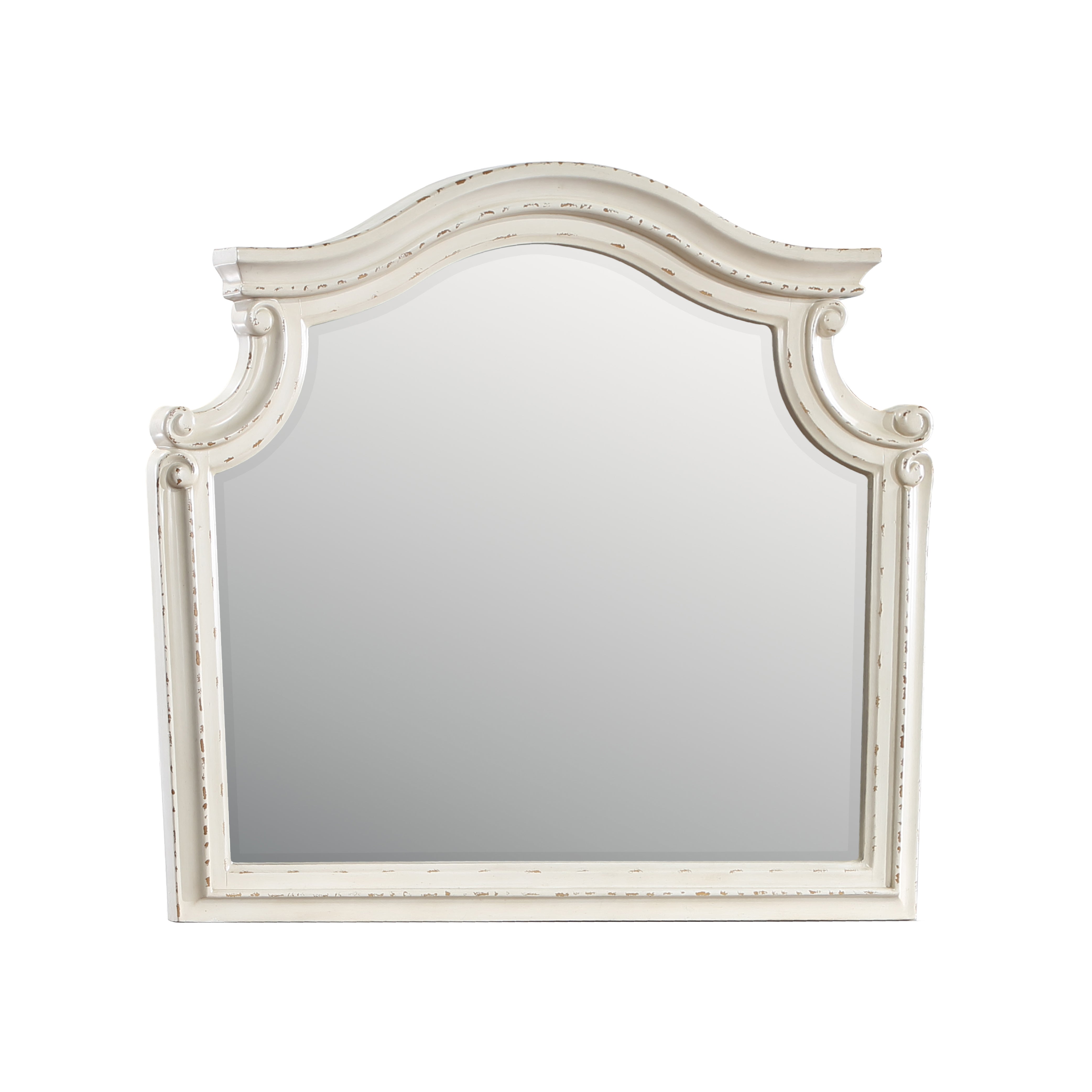 Noble Traditional Style Mirror Made with Wood in Antique White