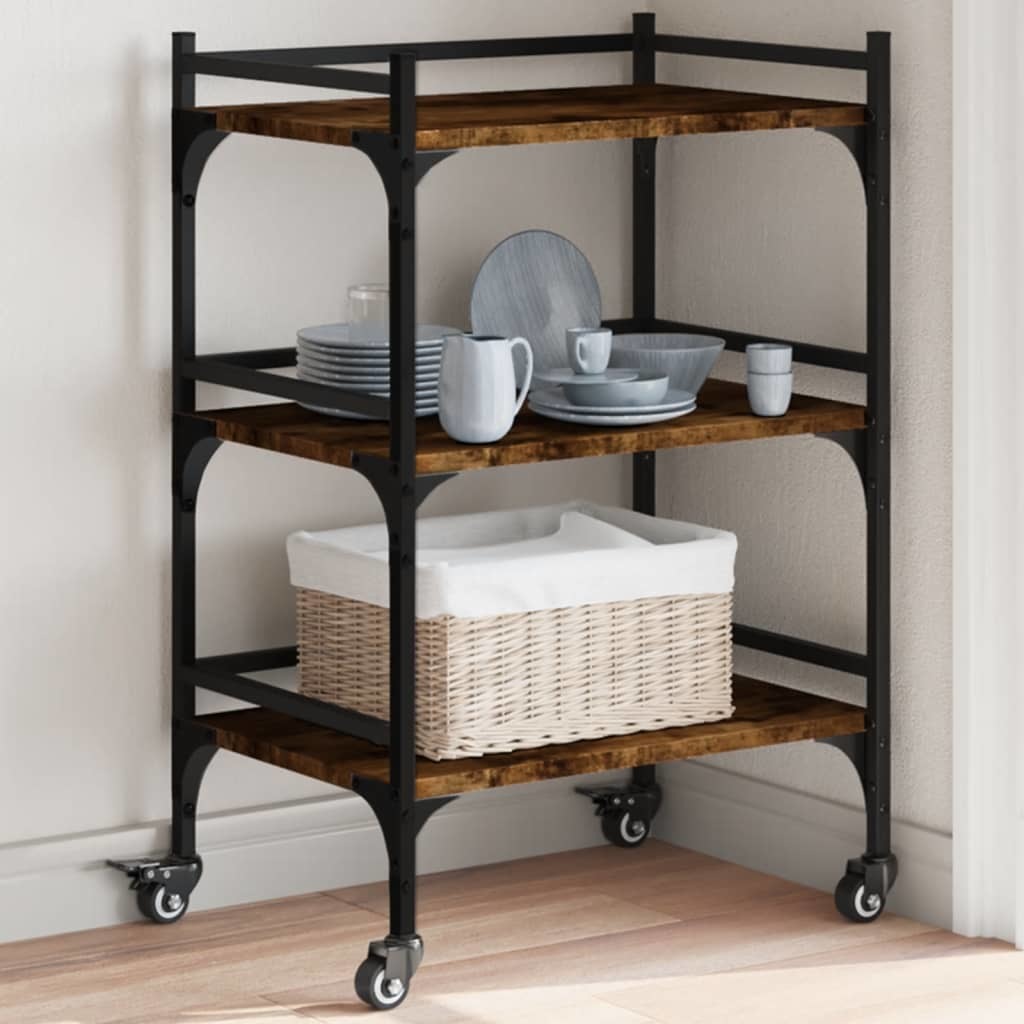 Kitchen Trolley Smoked Oak 19.7"x13.8"x29.7" Engineered Wood