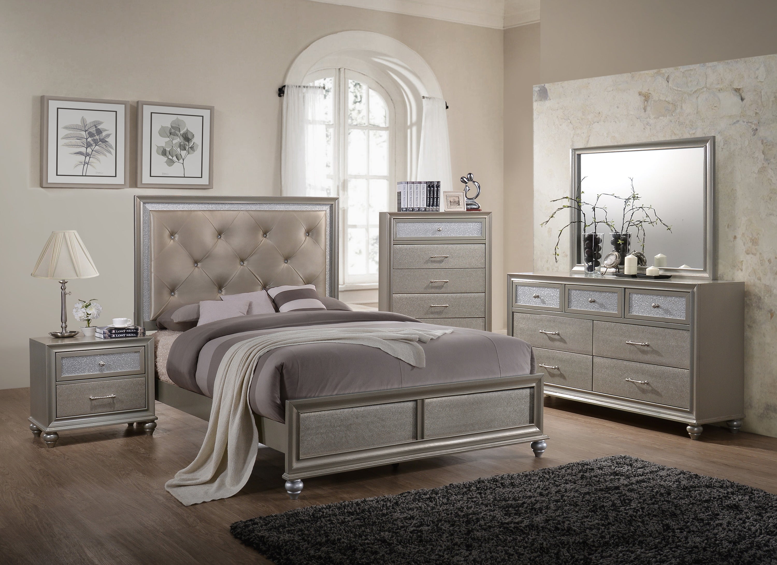 Lila - Full Headboard, Footboard - Gray