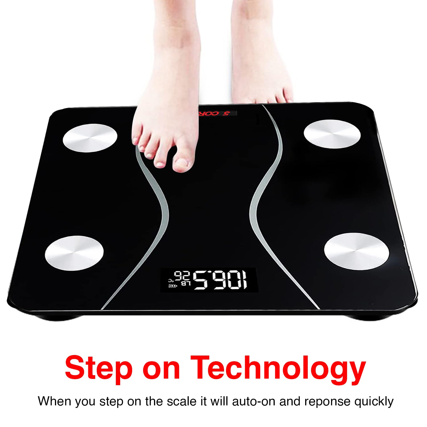 5 Core Bathroom Scale for Body Weight • Accurate Digital Weighing Machine • Batteries Included - BS 01 B BLK