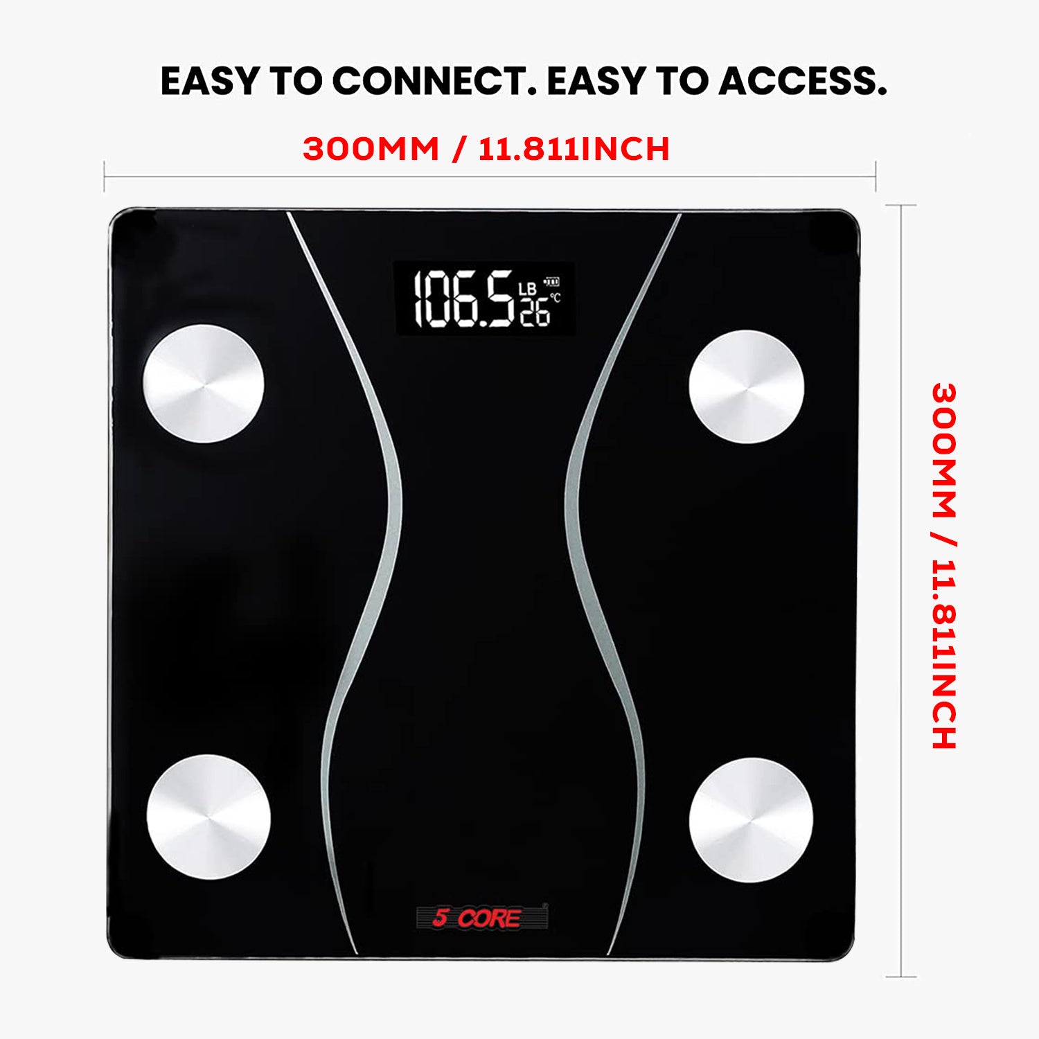 5 Core Bathroom Scale for Body Weight Rechargeable Accurate Digital Weighing Machine - BS 01 R BLK