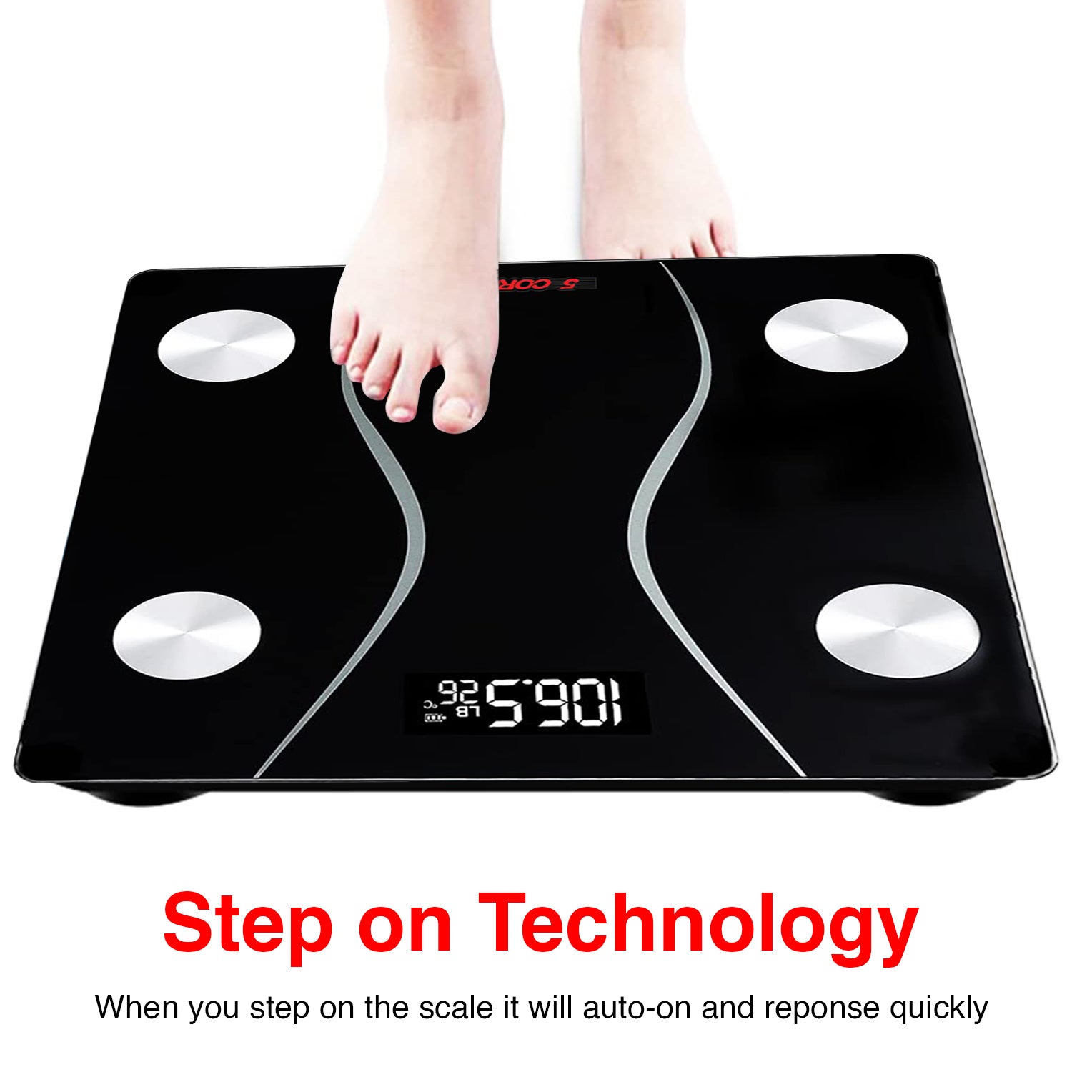 5 Core Bathroom Scale for Body Weight Rechargeable Accurate Digital Weighing Machine - BS 01 R BLK