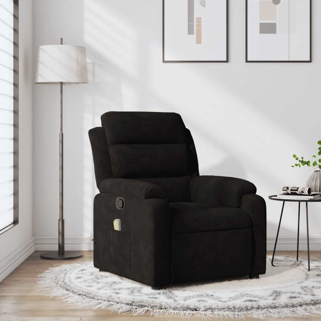 Massage Recliner Chair Black Velvet