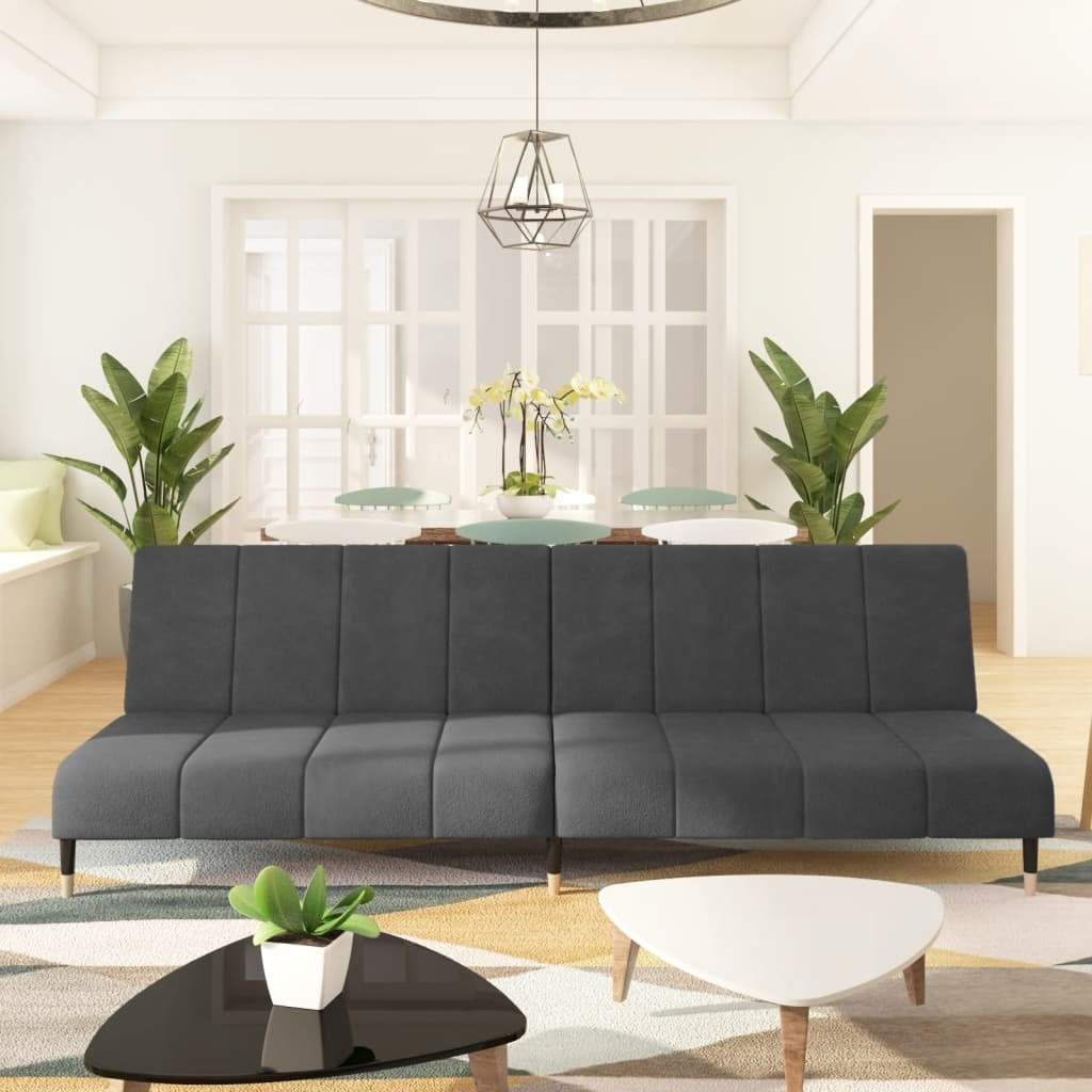 2-Seater Sofa Bed Dark Gray Velvet