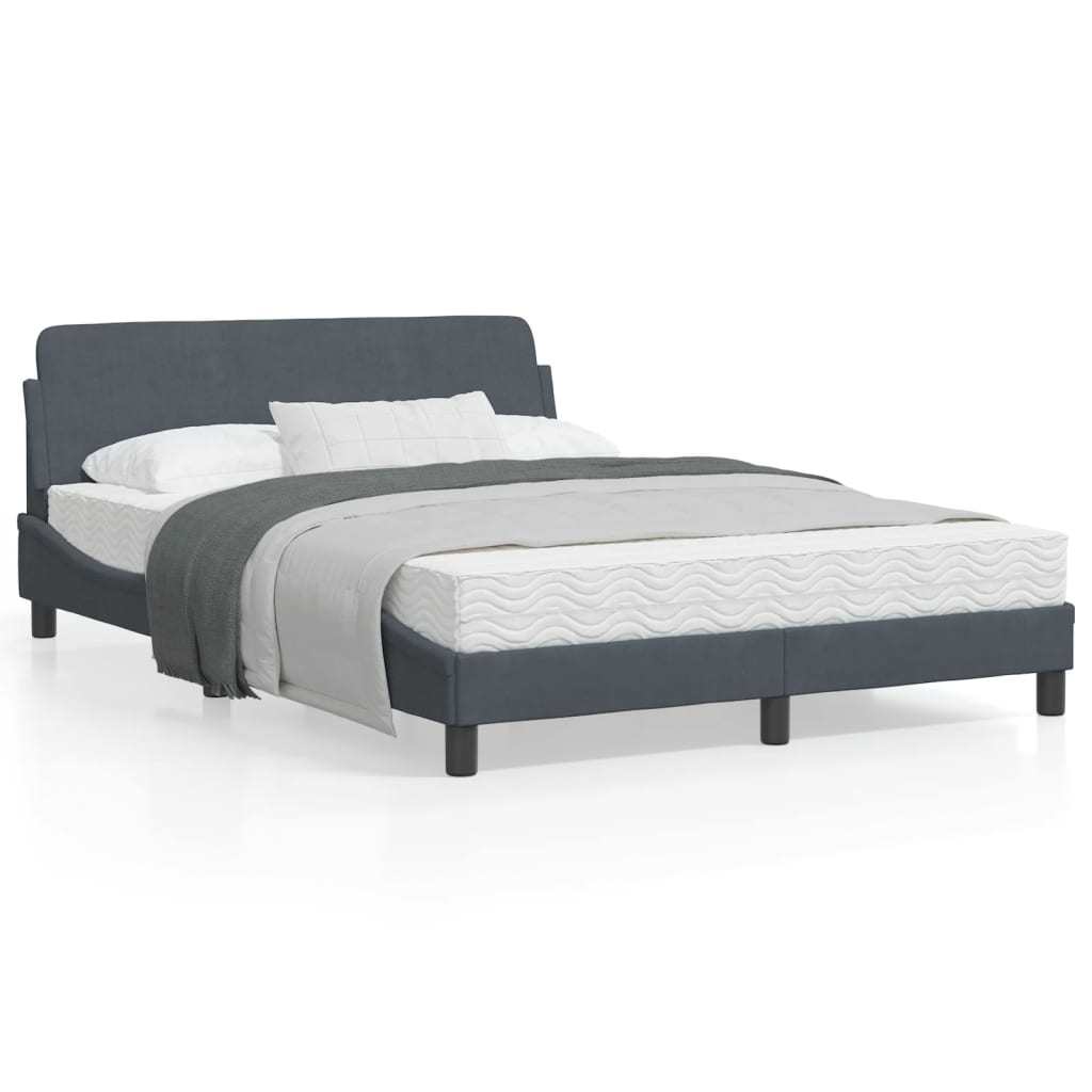 Bed Frame with Headboard Dark Gray 53.9"x74.8" Full Velvet