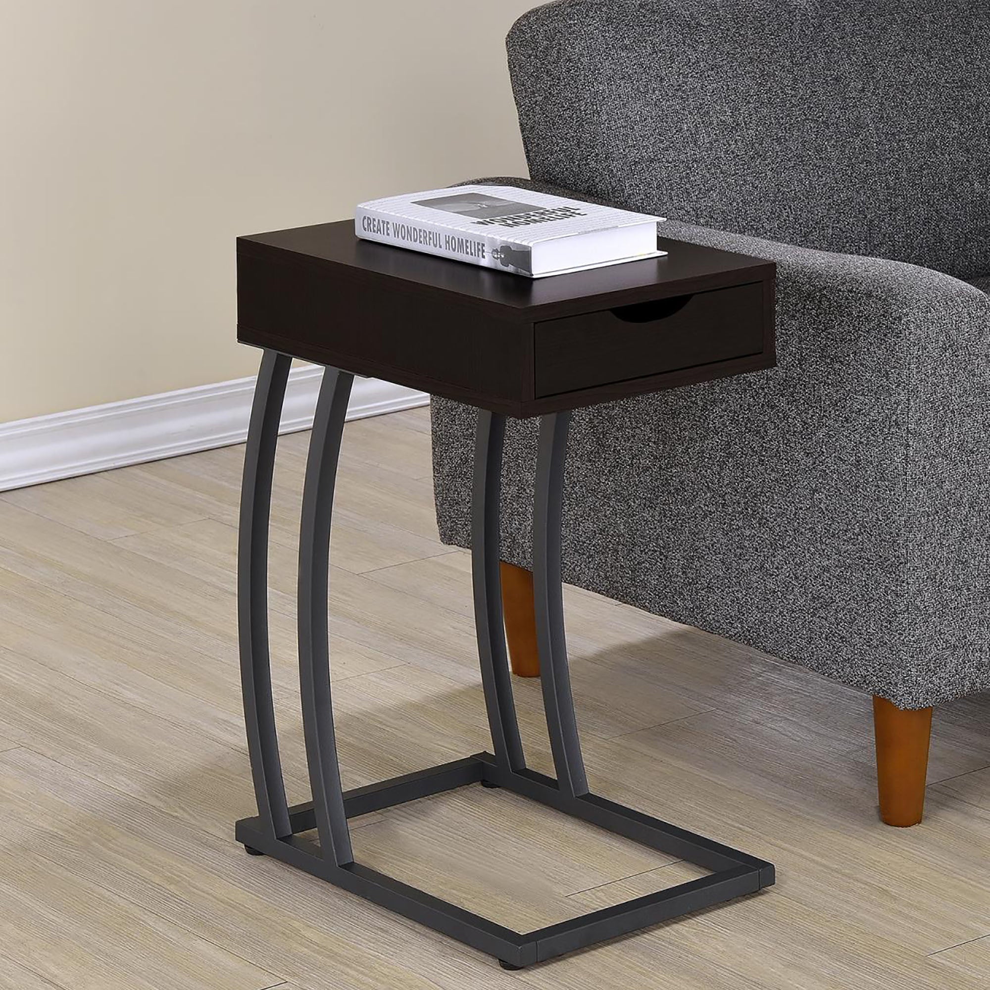 Cappuccino and Gunmetal Hi-tech Accent Table