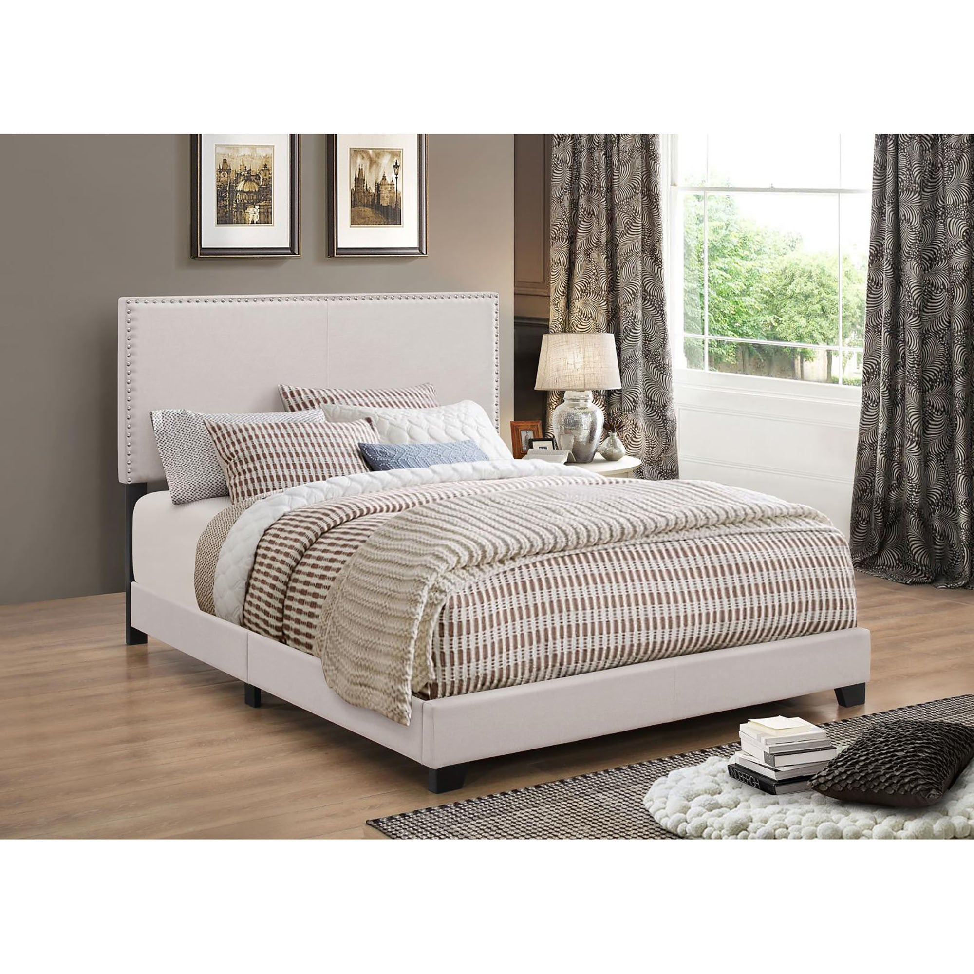 Ivory Full Bed with Nailhead Trim