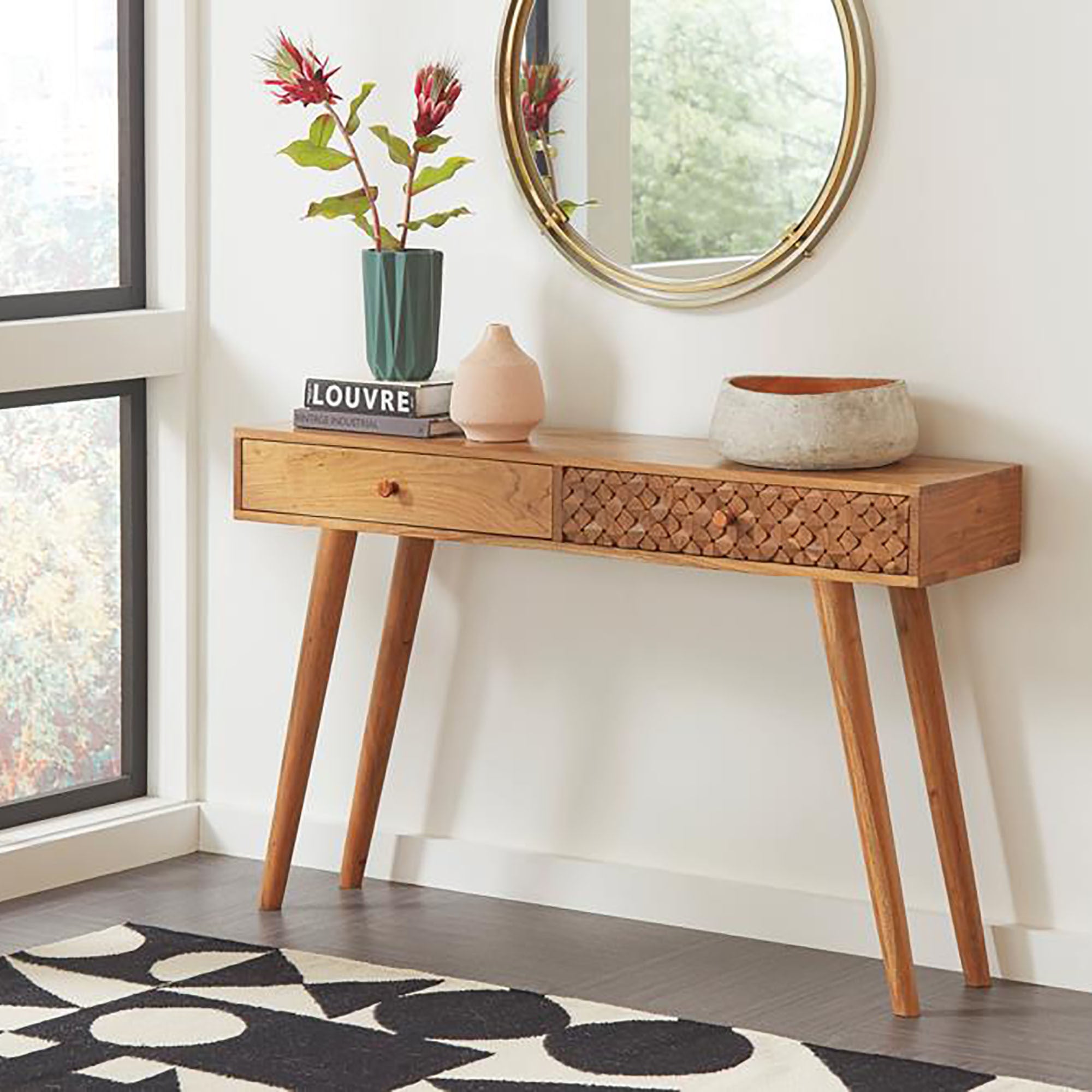 Natural Brown 2-drawer Console Table