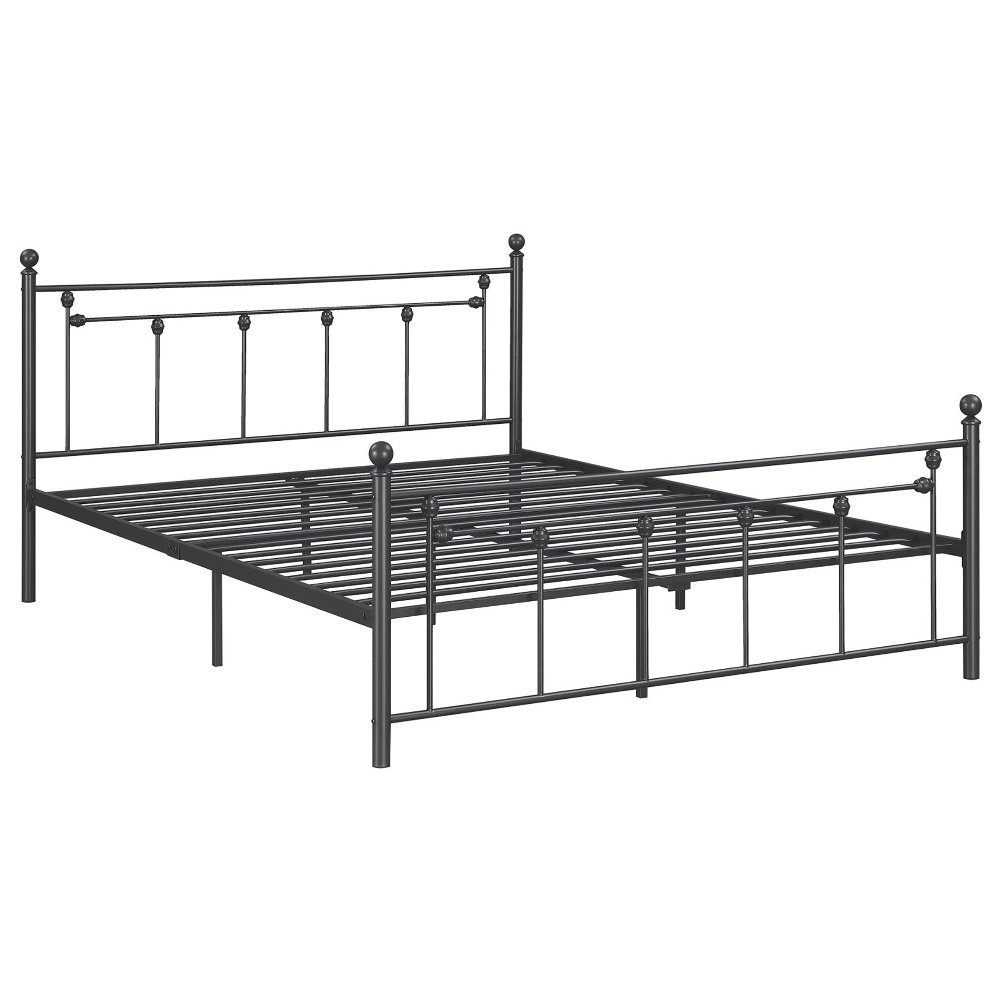 Gunmetal Slatted Queen Platform Bed