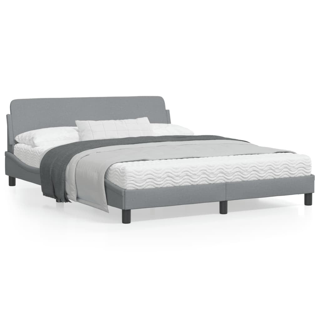 Bed Frame with Headboard Light Gray 59.8"x79.9" Queen Fabric