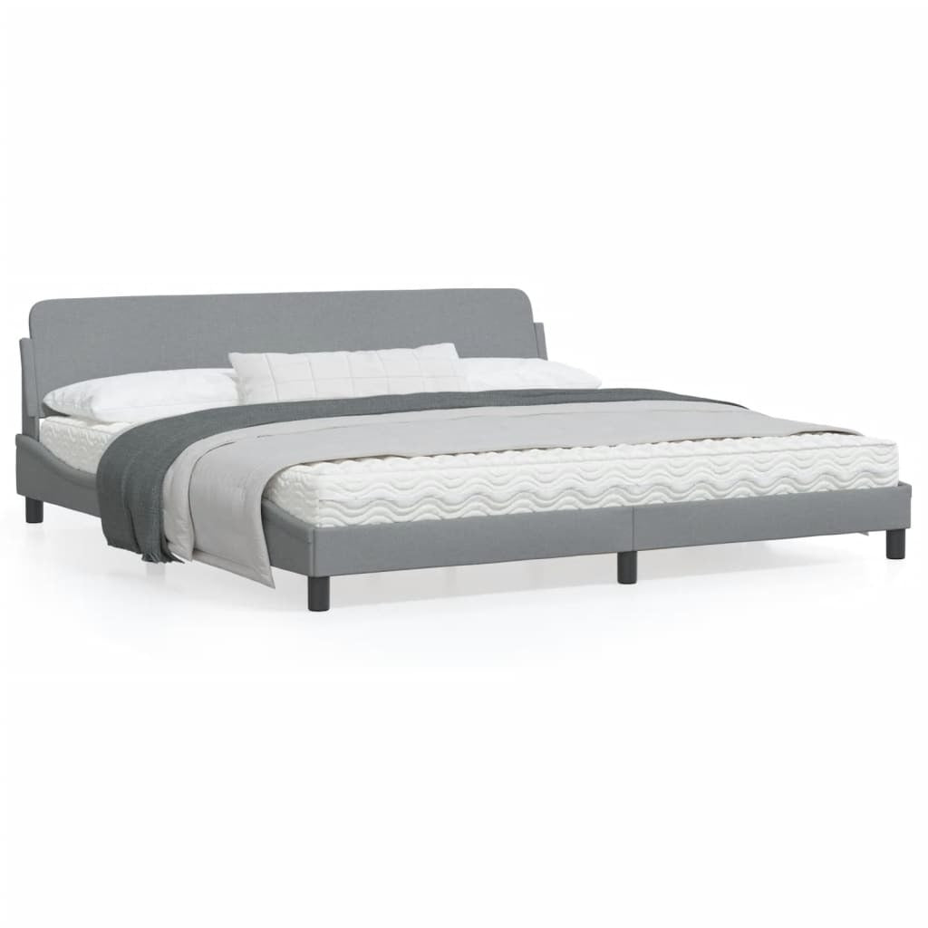 Bed Frame with Headboard Light Gray 76"x79.9" King Fabric