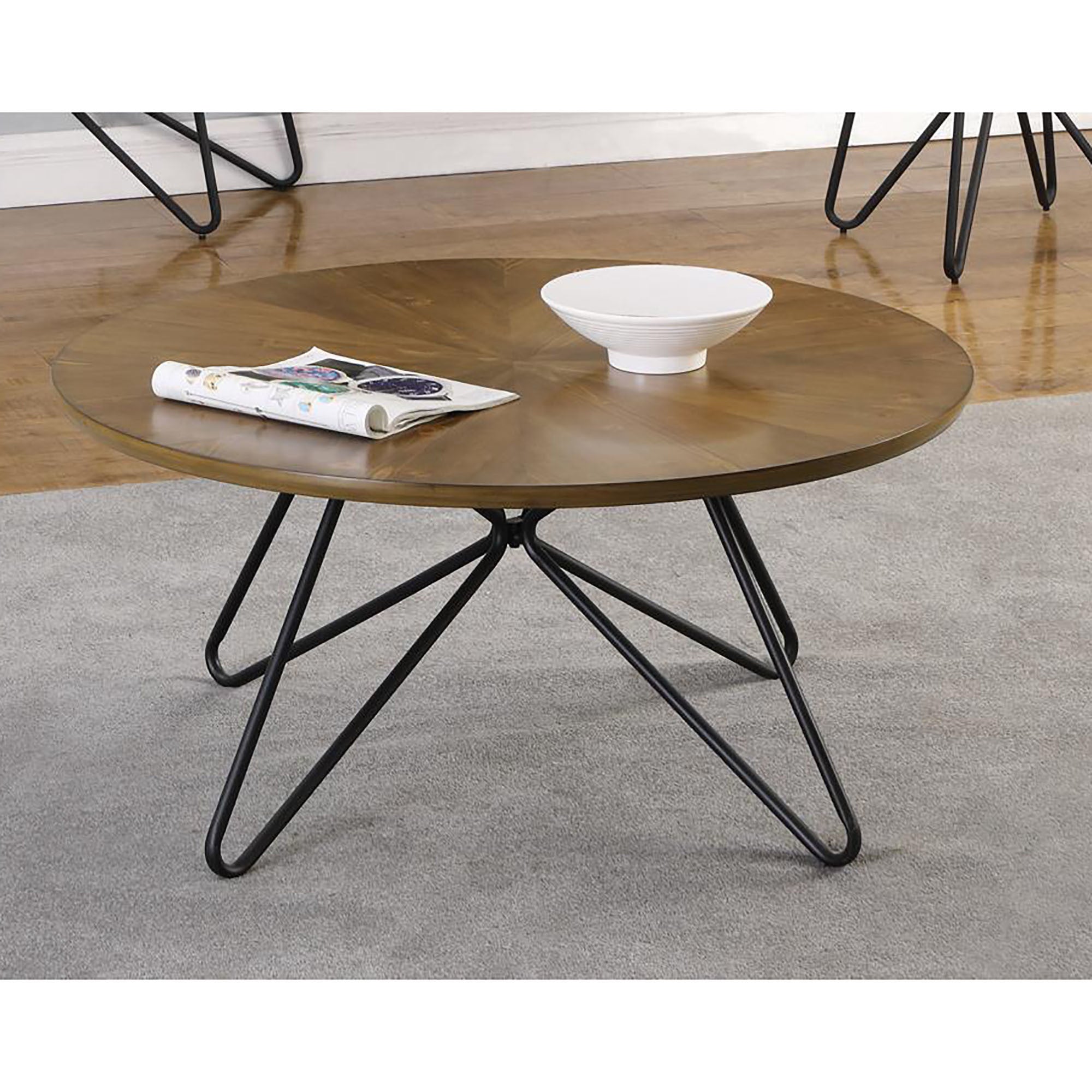 Dark Brown and Black Round Coffee Table