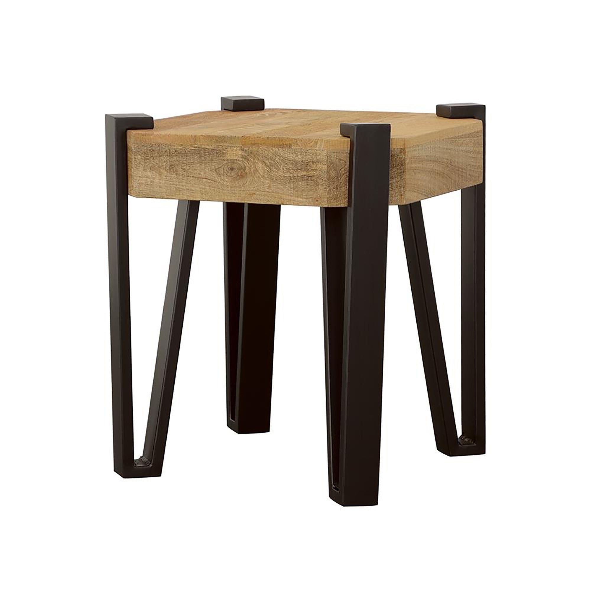 Natural and Matte Black Rectangular End Table