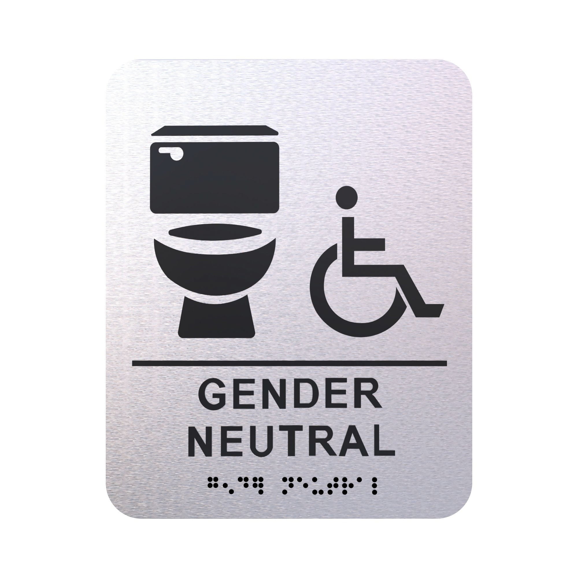 Bathroom Signs - Restroom Signs For Business By BlinkSigns - Brushed Aluminum ADA Compliant, Wheelchair/Handicap Accessible, Raised Icons, & Grade 2 Braille - Includes 3M VHB Adhesive Strips