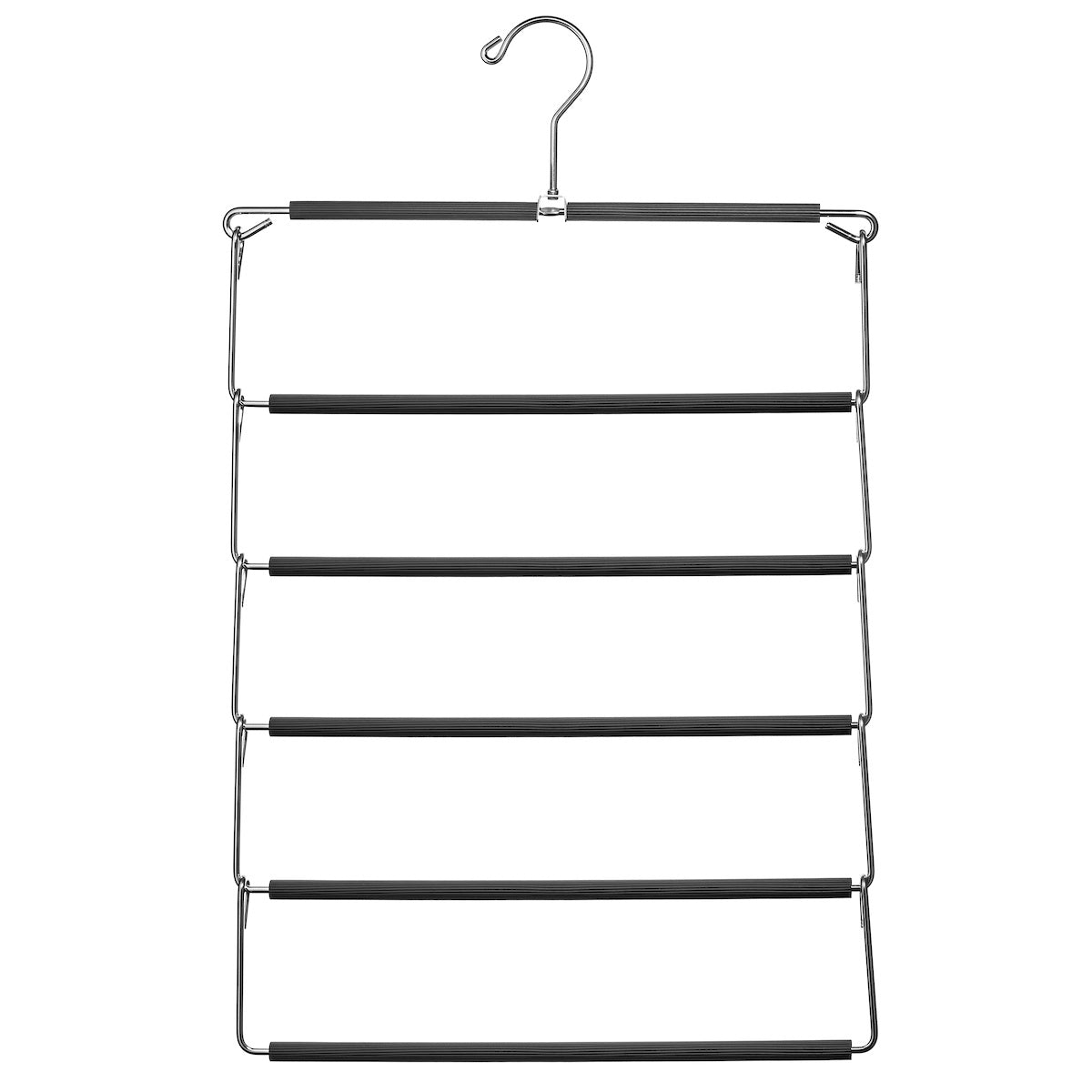 Metal Hanger 5-Tier Non-Slip Space-Saving Multiple Pants Organizer | Heavy Duty Hangers for Men and Women Closet Storage | Foldable Clothes Hanger for Jeans, Skirts, and Shirts