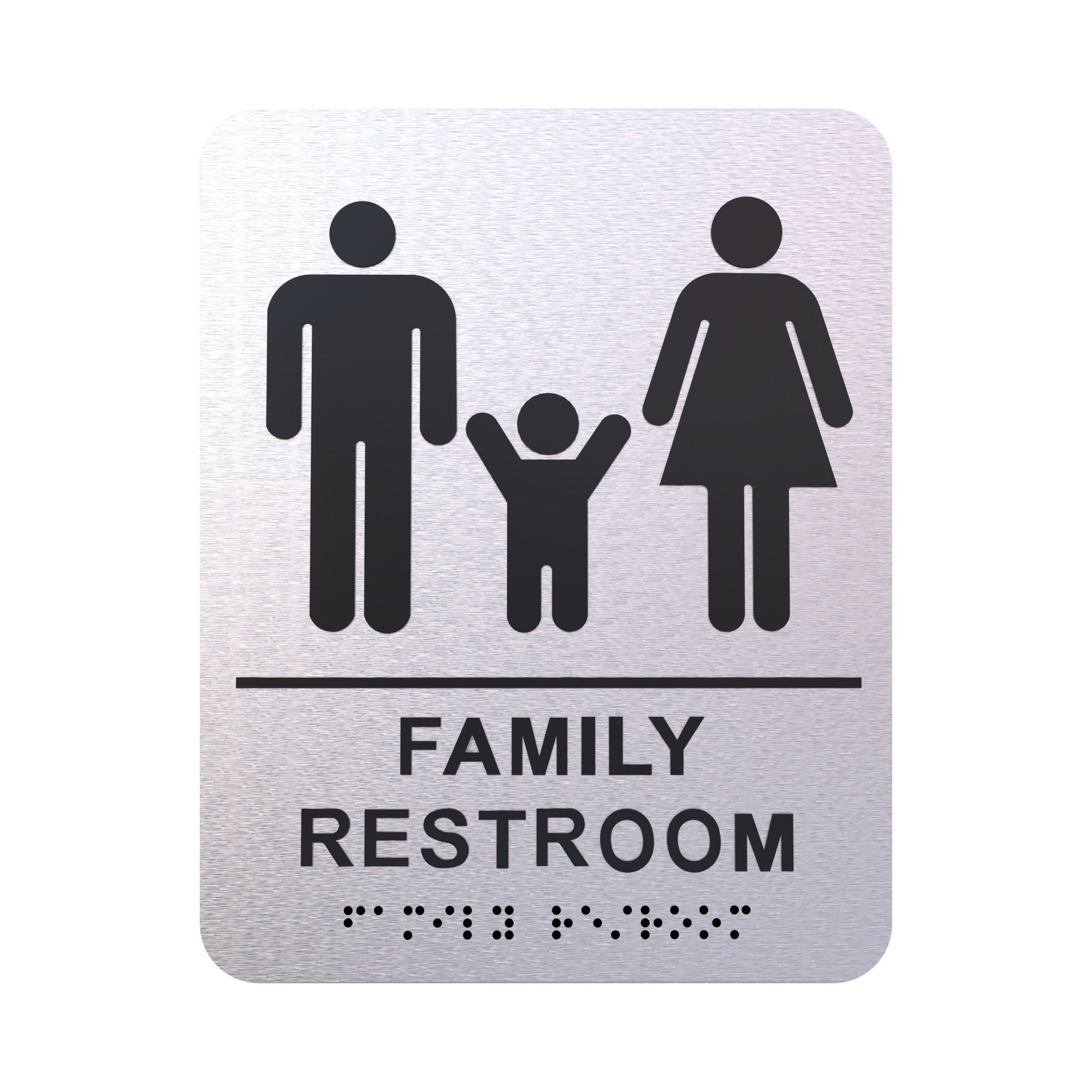 Bathroom Signs - Restroom Signs For Business By BlinkSigns - Brushed Aluminum ADA Compliant, Wheelchair/Handicap Accessible, Raised Icons, & Grade 2 Braille - Includes 3M VHB Adhesive Strips