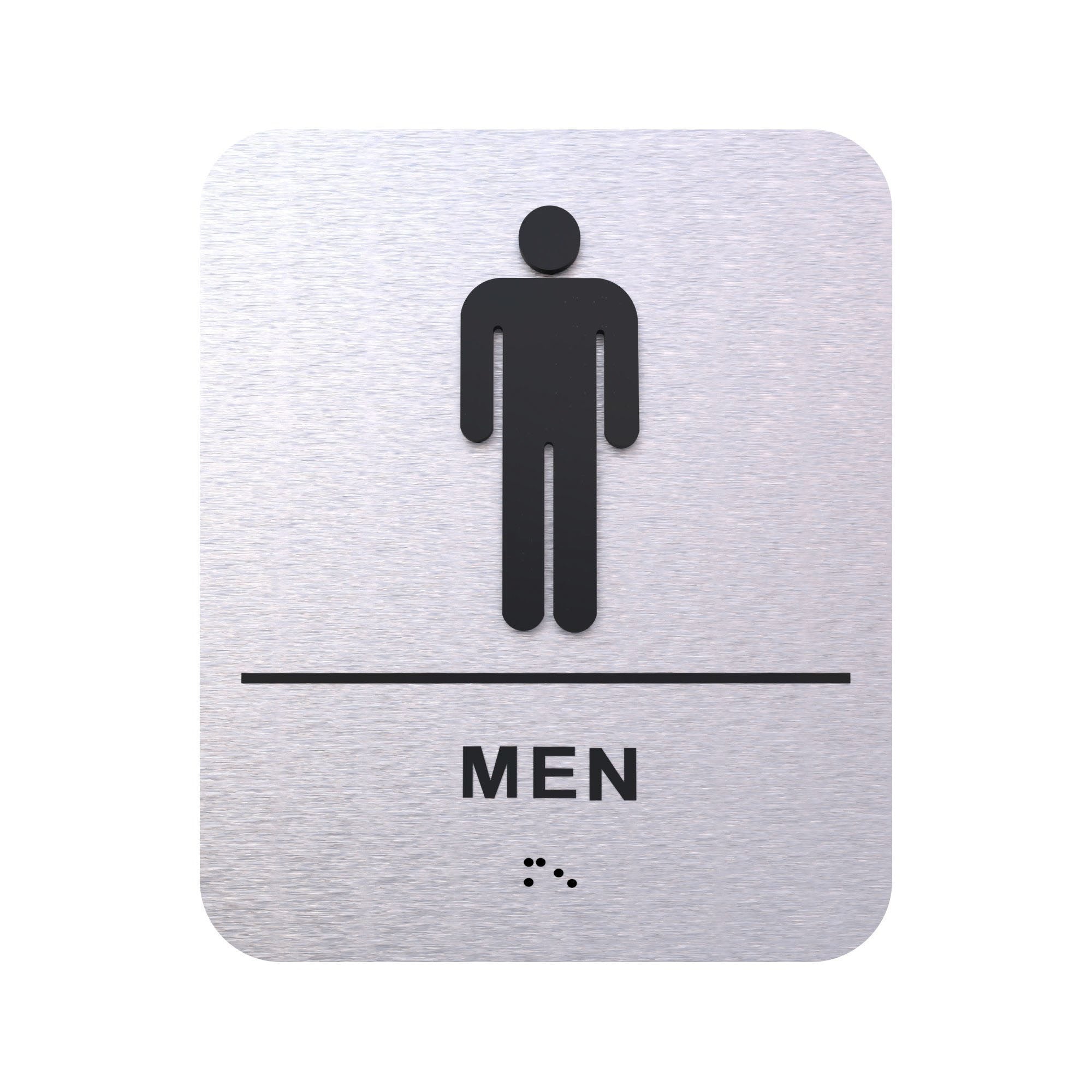 Bathroom Signs - Restroom Signs For Business By BlinkSigns - Brushed Aluminum ADA Compliant, Wheelchair/Handicap Accessible, Raised Icons, & Grade 2 Braille - Includes 3M VHB Adhesive Strips