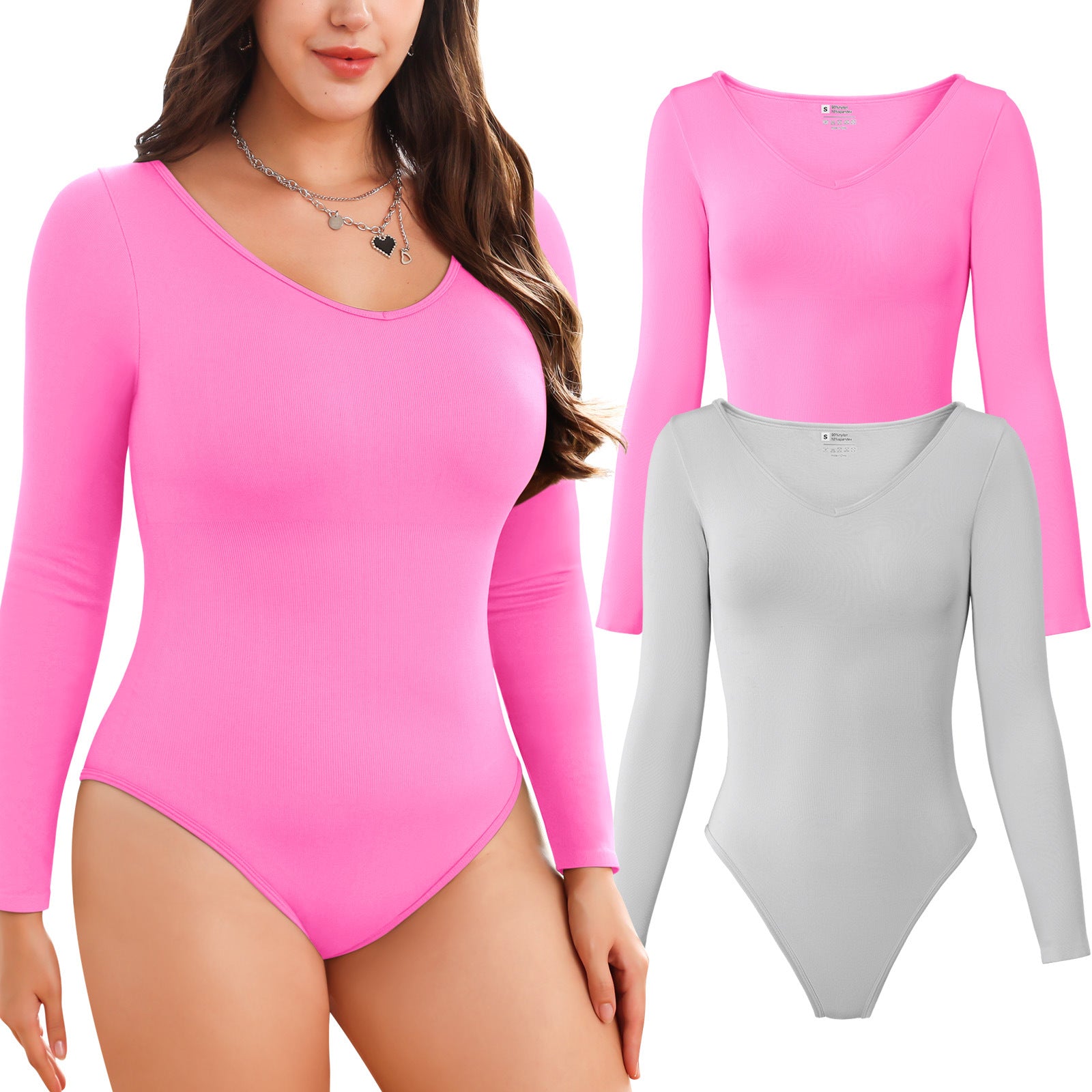 2-piece set Bikini shapewear long sleeved V-neck