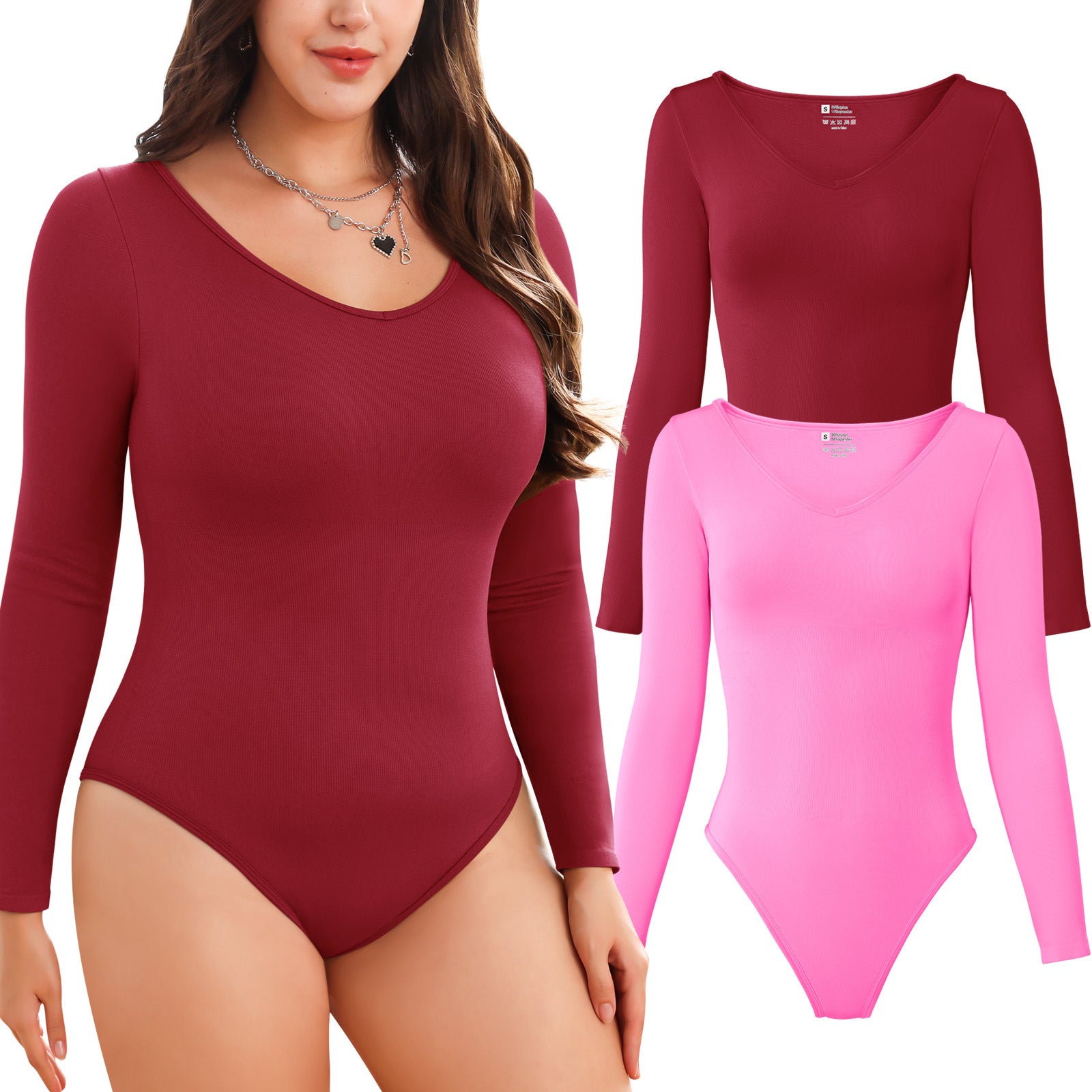 2-piece set Bikini shapewear long sleeved V-neck