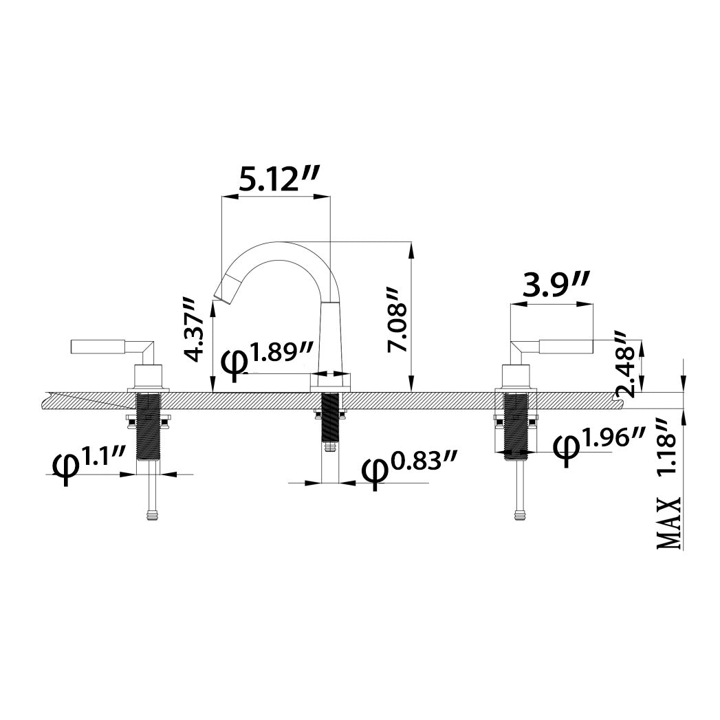 Round three-hole double handle bathroom sink faucet