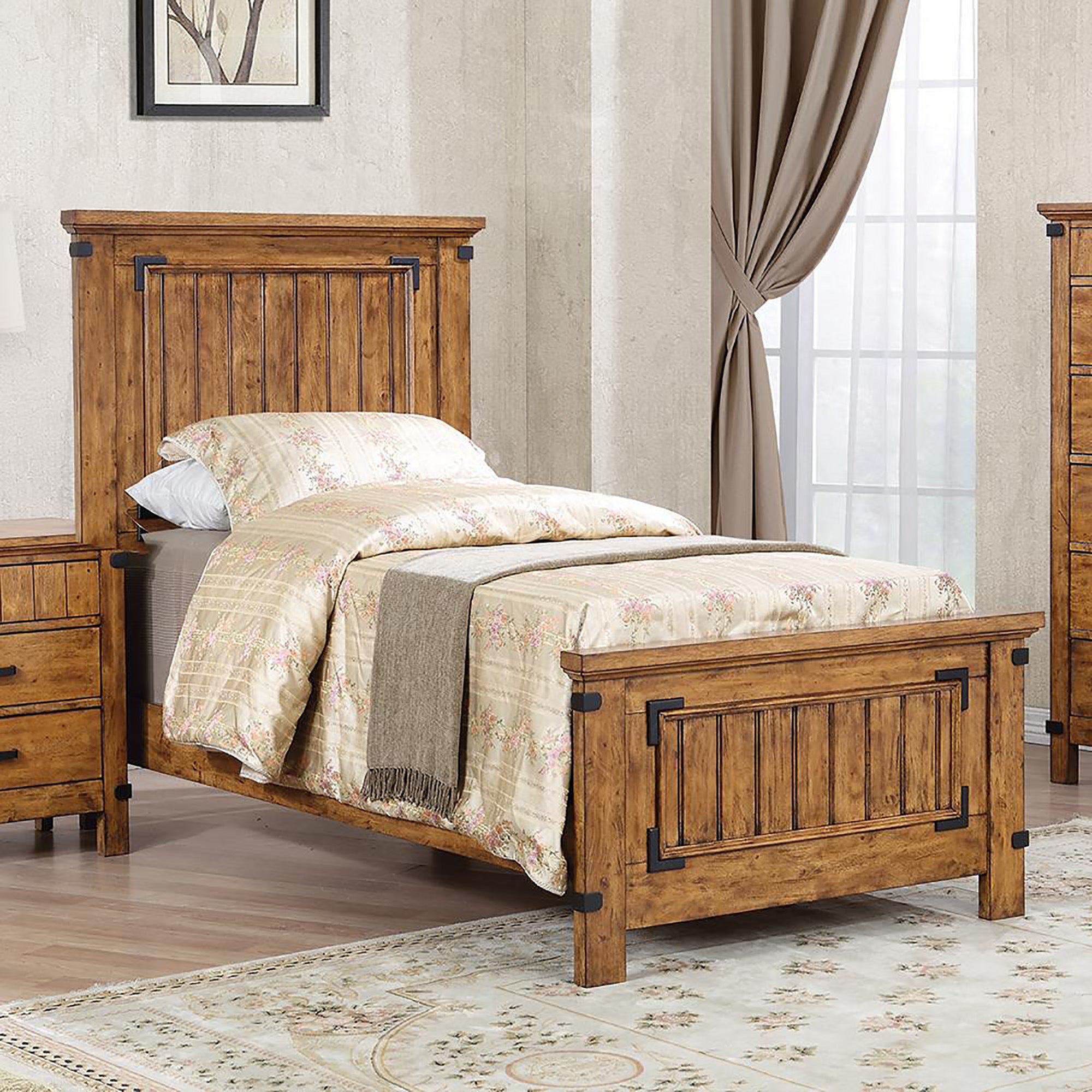 Rustic Honey Twin Panel Bed