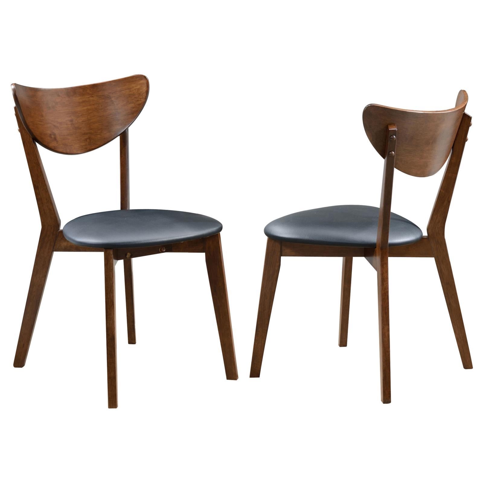 Dark Walnut and Black Open Back Side Chairs (Set of 2)